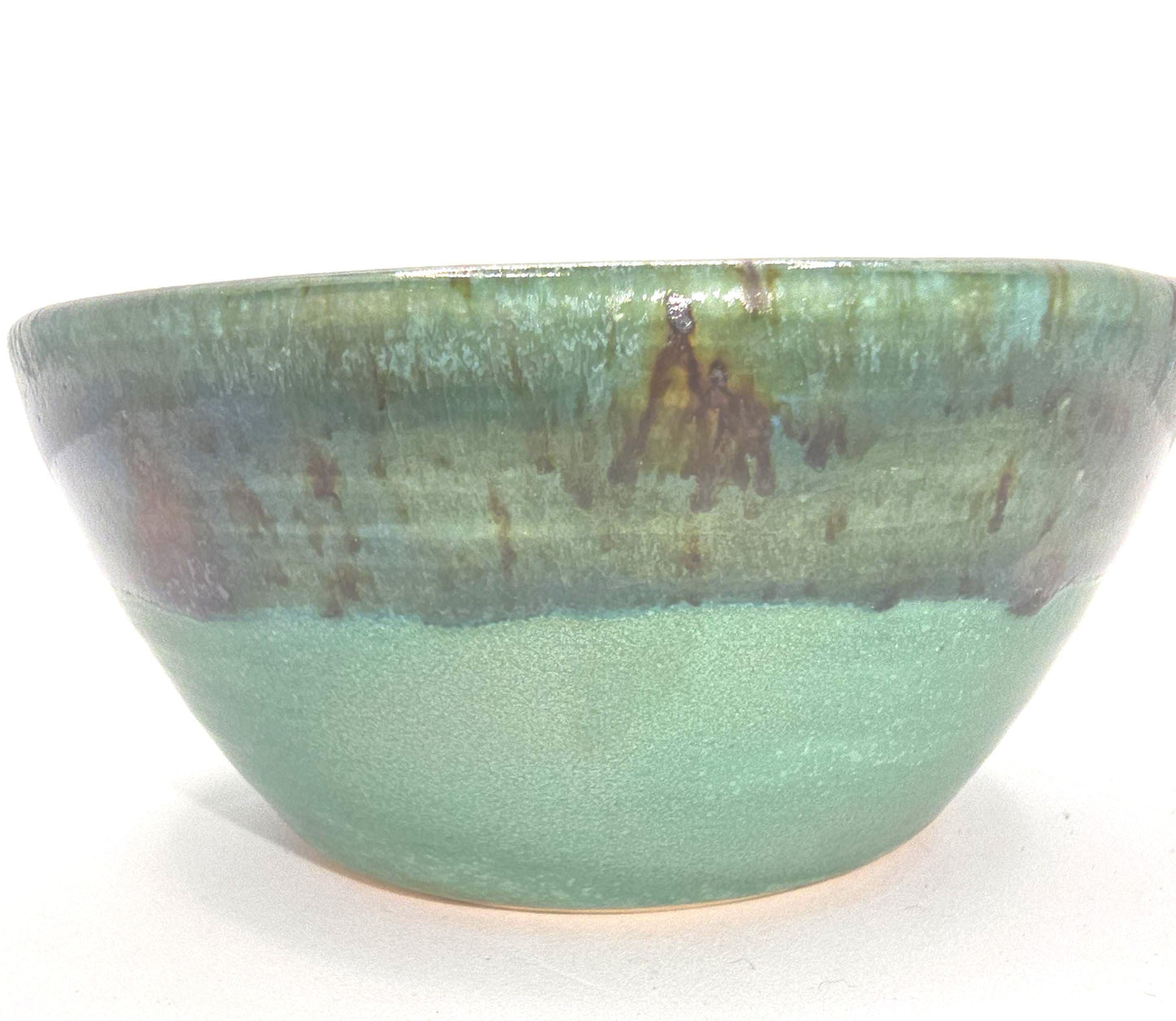 Handmade Ceramic Condiment Bowl/ Trinket Dish. Verdigris Green Glaze. White Stoneware Pottery