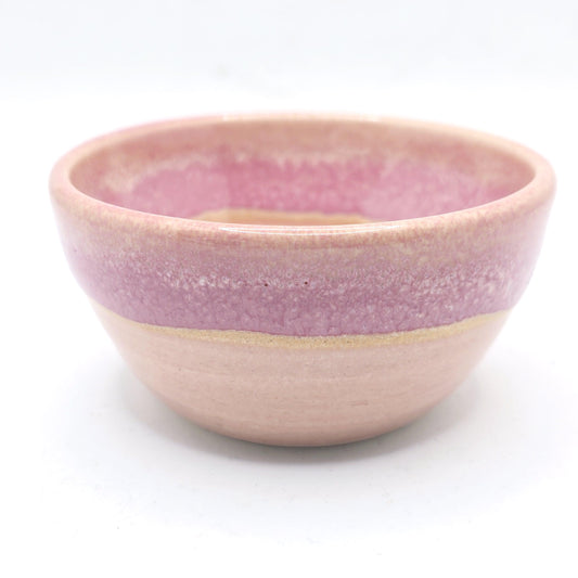 Handmade Ceramic Condiment Bowl/ Trinket Dish. Layered Pink Glaze. White Stoneware Pottery