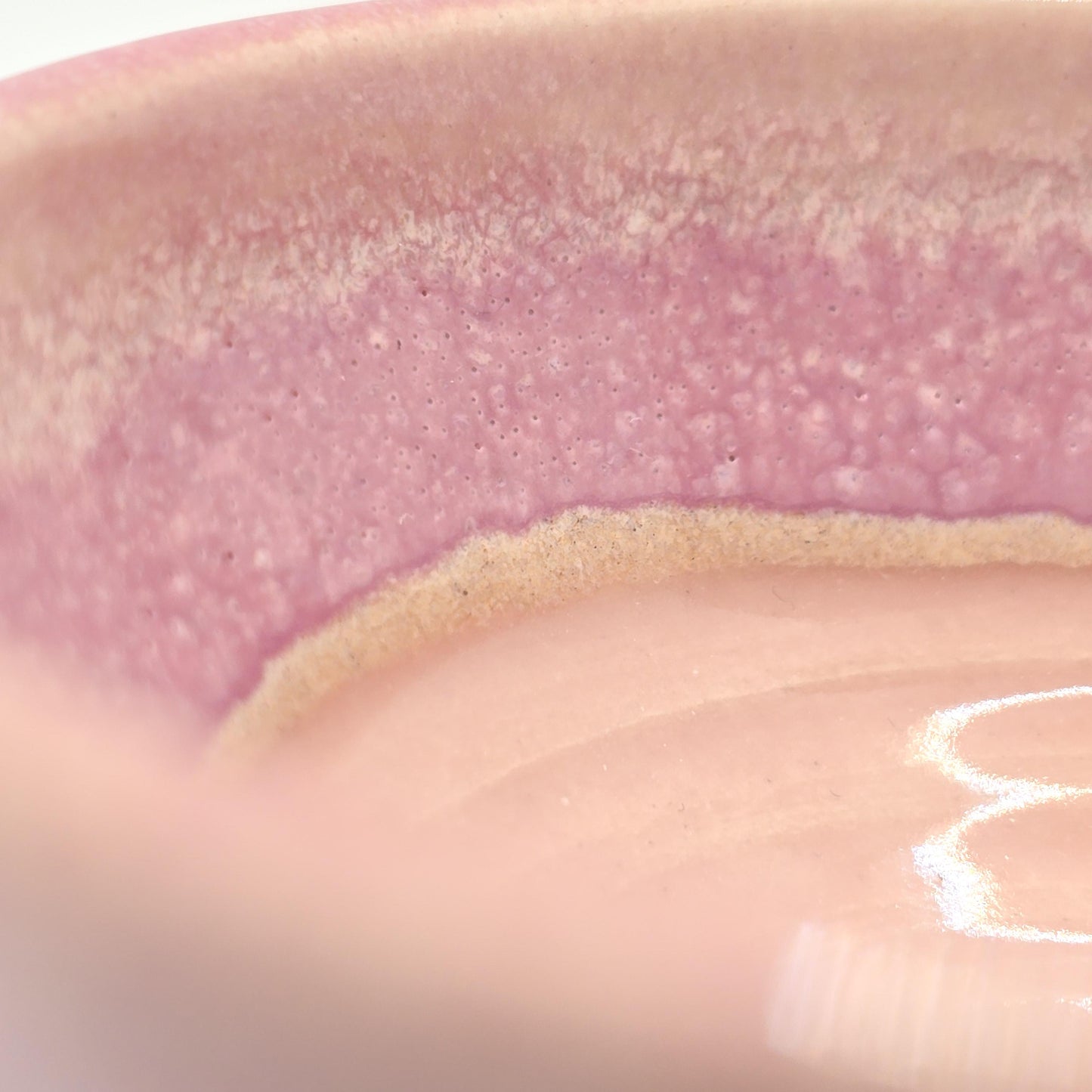 Handmade Ceramic Condiment Bowl/ Trinket Dish. Layered Pink Glaze. White Stoneware Pottery