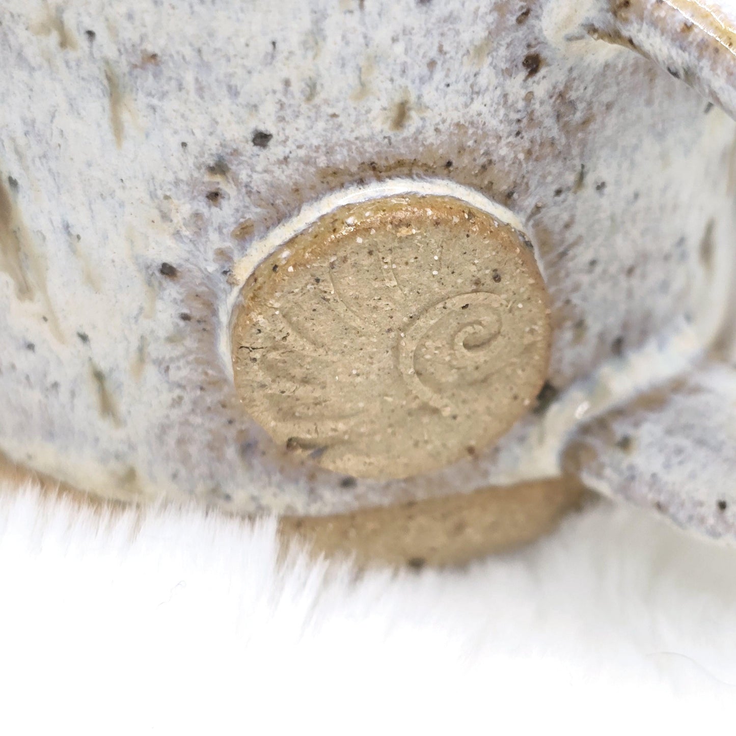 Handmade Ceramic 4oz Double Espresso Mug. Ammonite Sprig. Speckled Cream Glaze. Toasty Stoneware Pottery.