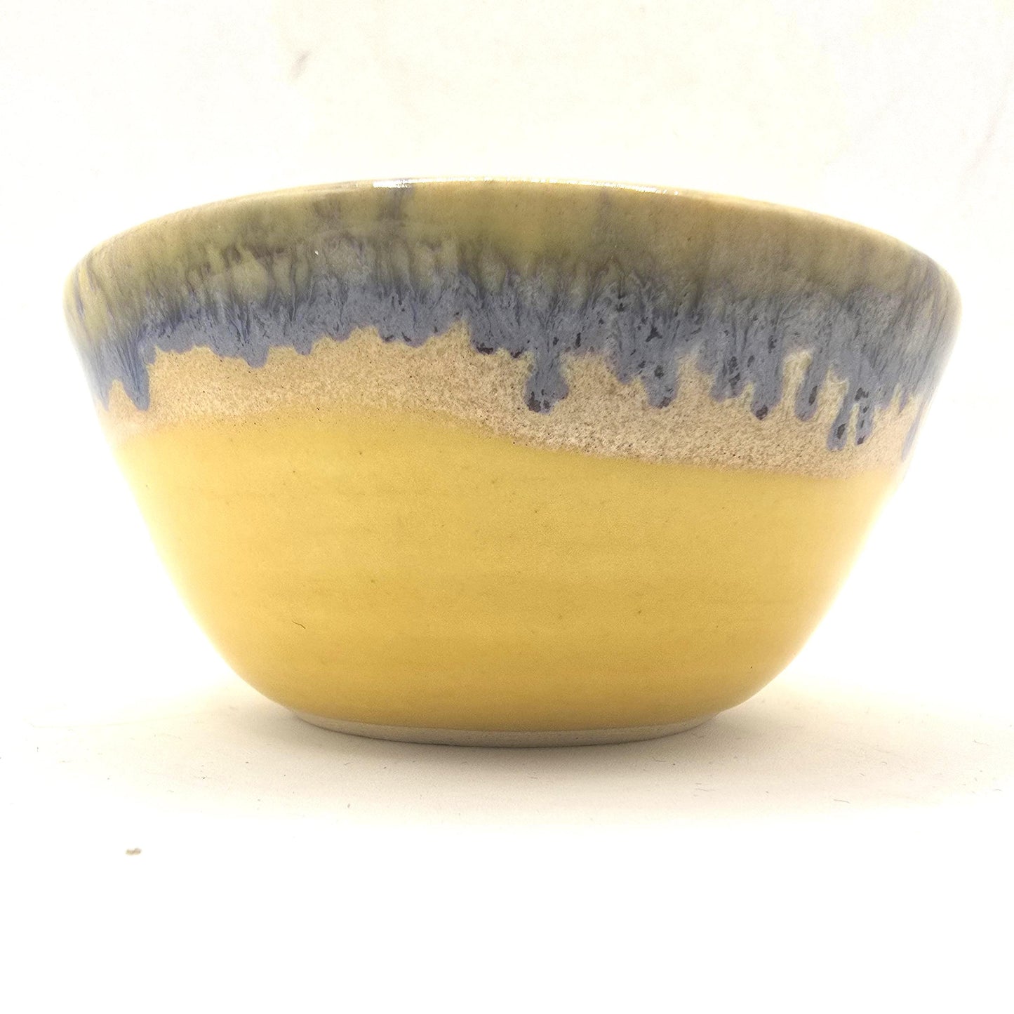 Handmade Condiment Bowl / Trinket Dish. Yellow Layered Glaze. White Stoneware Pottery
