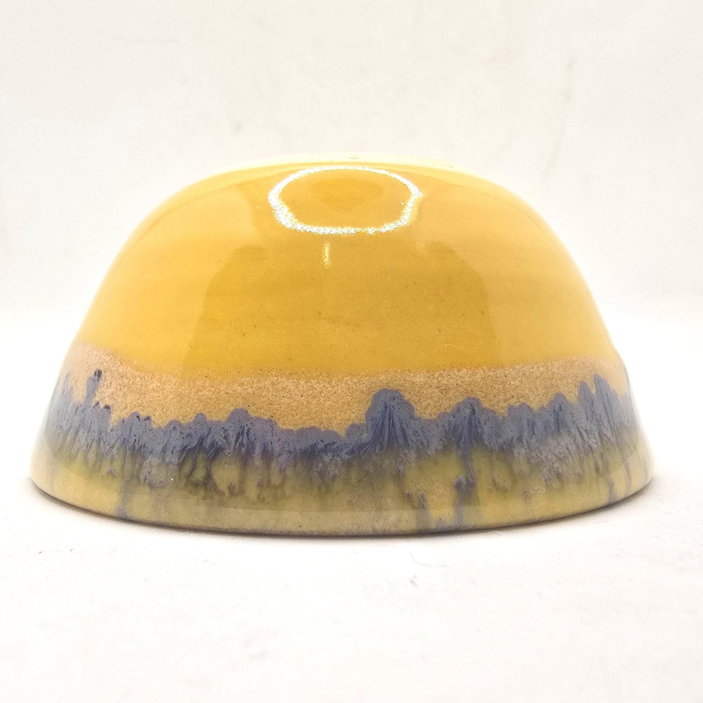 Handmade Condiment Bowl / Trinket Dish. Yellow Layered Glaze. White Stoneware Pottery