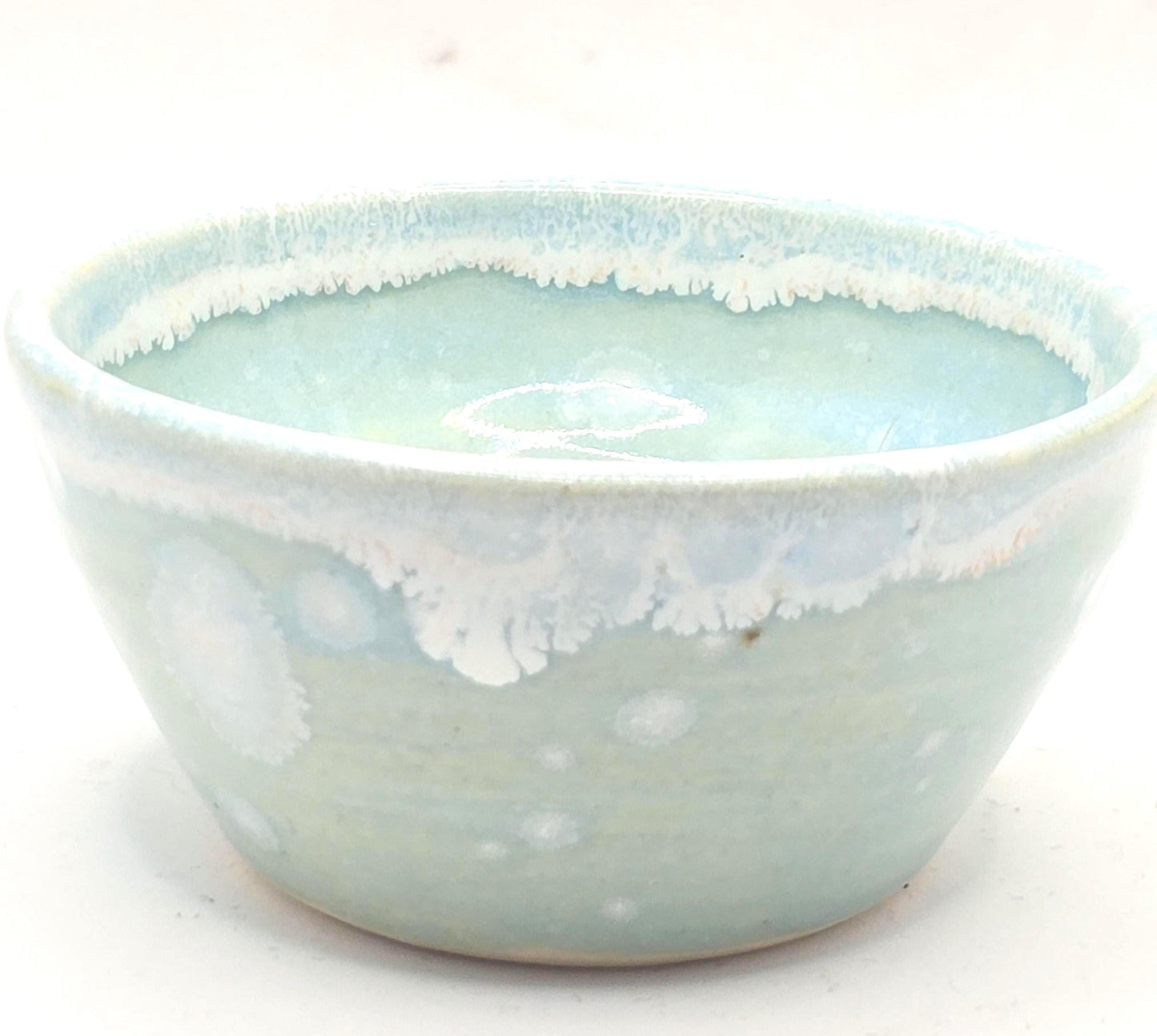 Handmade Ceramic Condiment Bowl / Trinket Dish. Frosty Blue Glaze. White  Stoneware Pottery