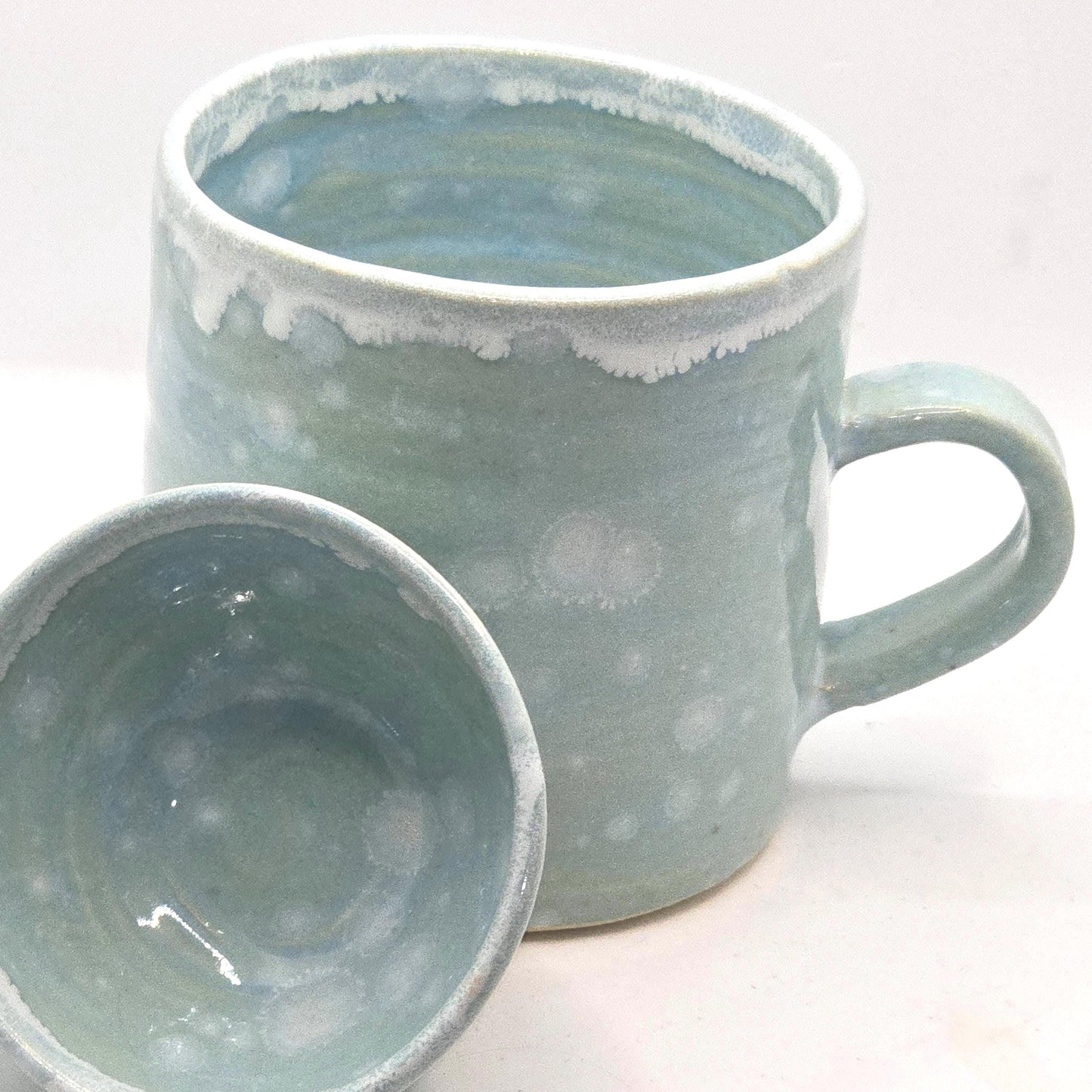 Handmade Ceramic Condiment Bowl / Trinket Dish. Frosty Blue Glaze. White  Stoneware Pottery