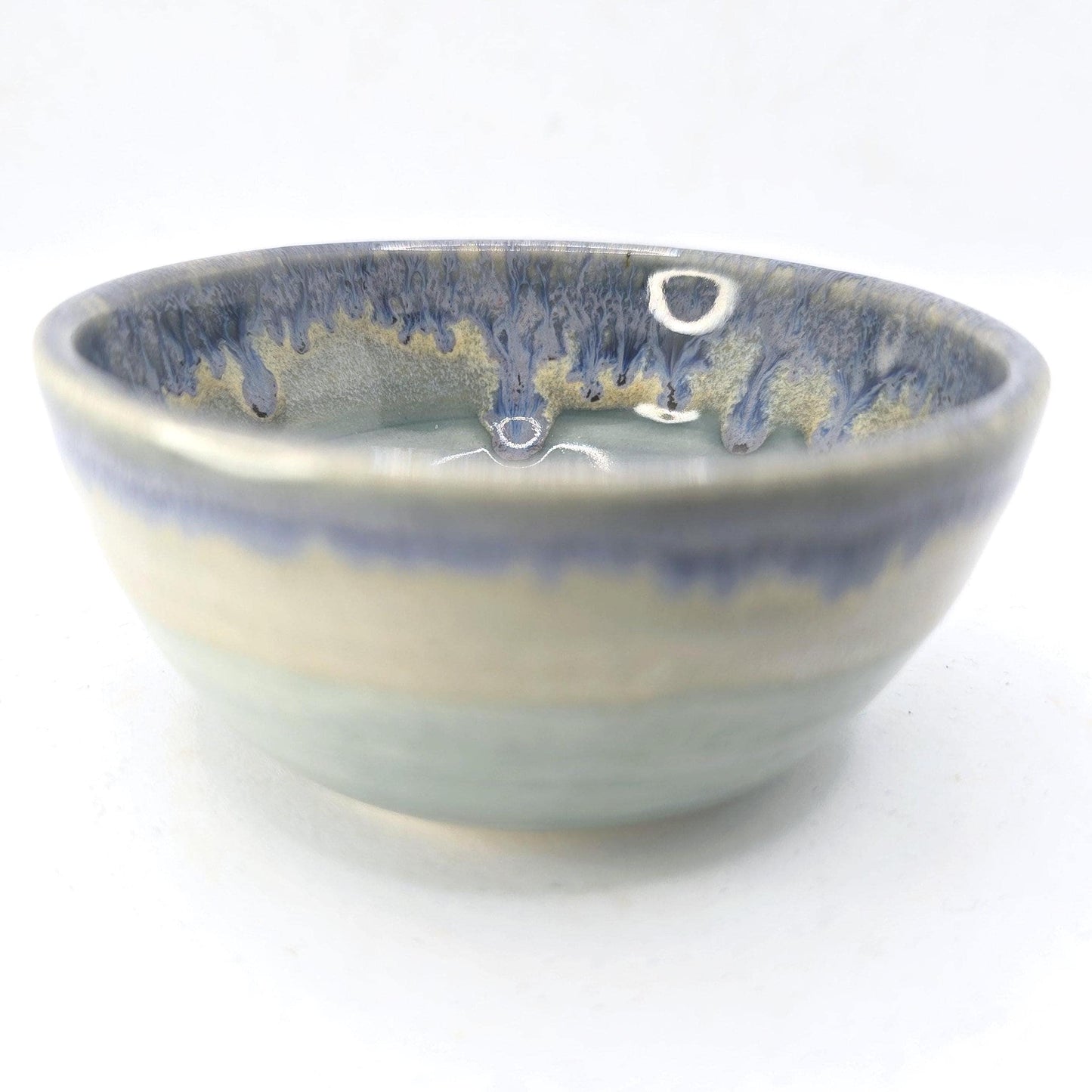 Handmade Ceramic Condiment Bowl/ Trinket Dish. Grey layered glaze. White Stoneware Pottery