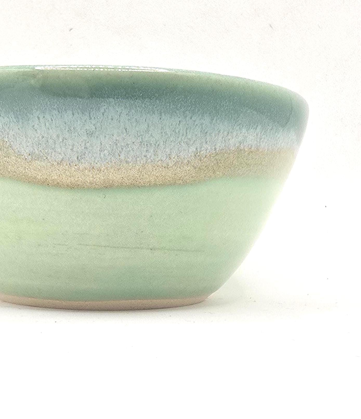 Handmade Ceramic Condiment Bowl / Trinket Dish.  Succulent Green Glaze. White Stoneware Pottery.