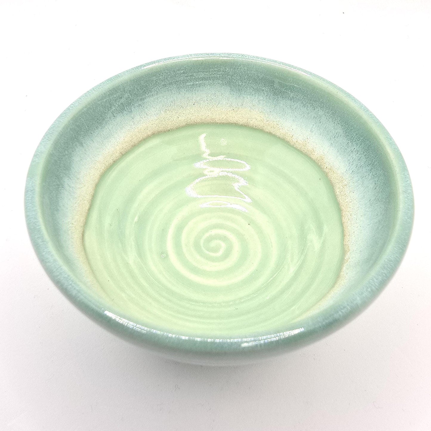 Handmade Ceramic Condiment Bowl / Trinket Dish.  Succulent Green Glaze. White Stoneware Pottery.