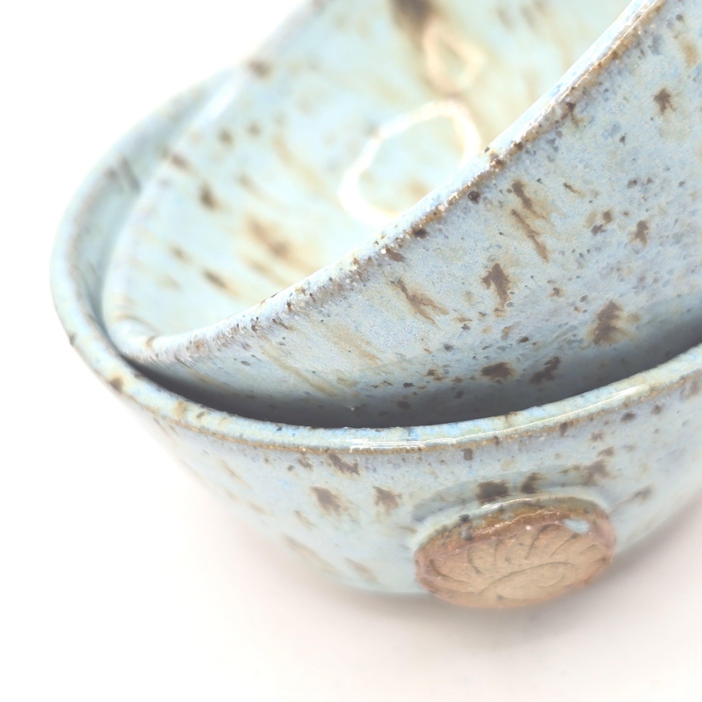 Handmade Ceramic Condiment Bowl / Trinket Dish. Blue Speckled Glaze. Toasty Stoneware Pottery.