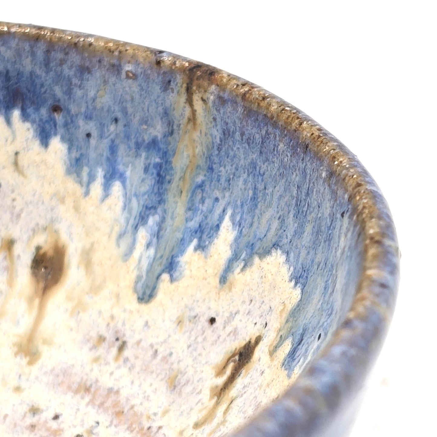 Handmade Ceramic Condiment Bowl/Trinket Dish/Soy Sauce Dish/Seasoning Bowl/Sauce Dish/Jam Pot. Speckled Cream/Blue Glaze. Stoneware Pottery