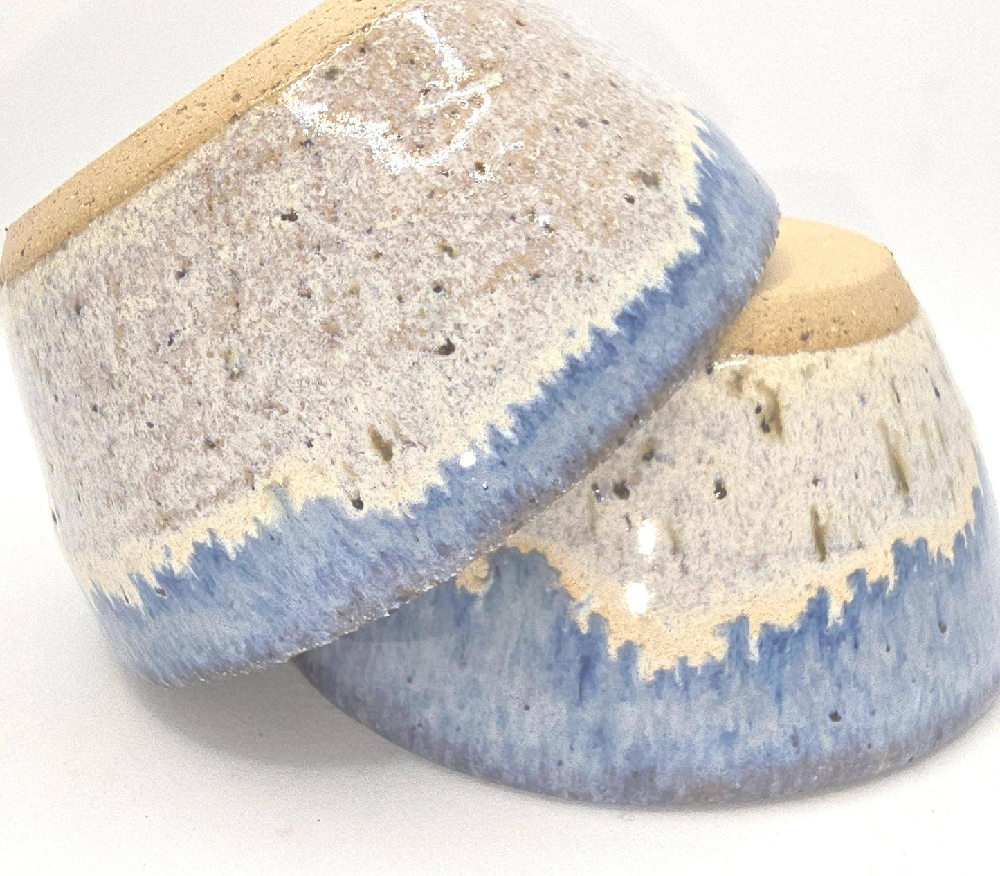 Handmade Ceramic Condiment Bowl/Trinket Dish/Soy Sauce Dish/Seasoning Bowl/Sauce Dish/Jam Pot. Speckled Cream/Blue Glaze. Stoneware Pottery