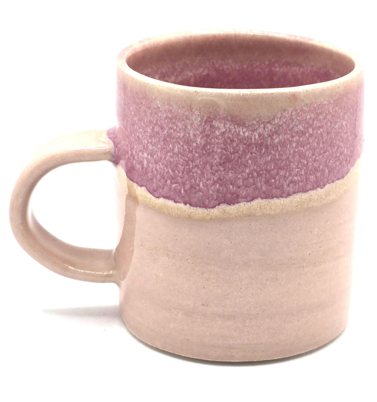 Handmade Ceramic 4oz Espresso Mug with handle. Layered Pink Glaze. Stoneware Pottery.