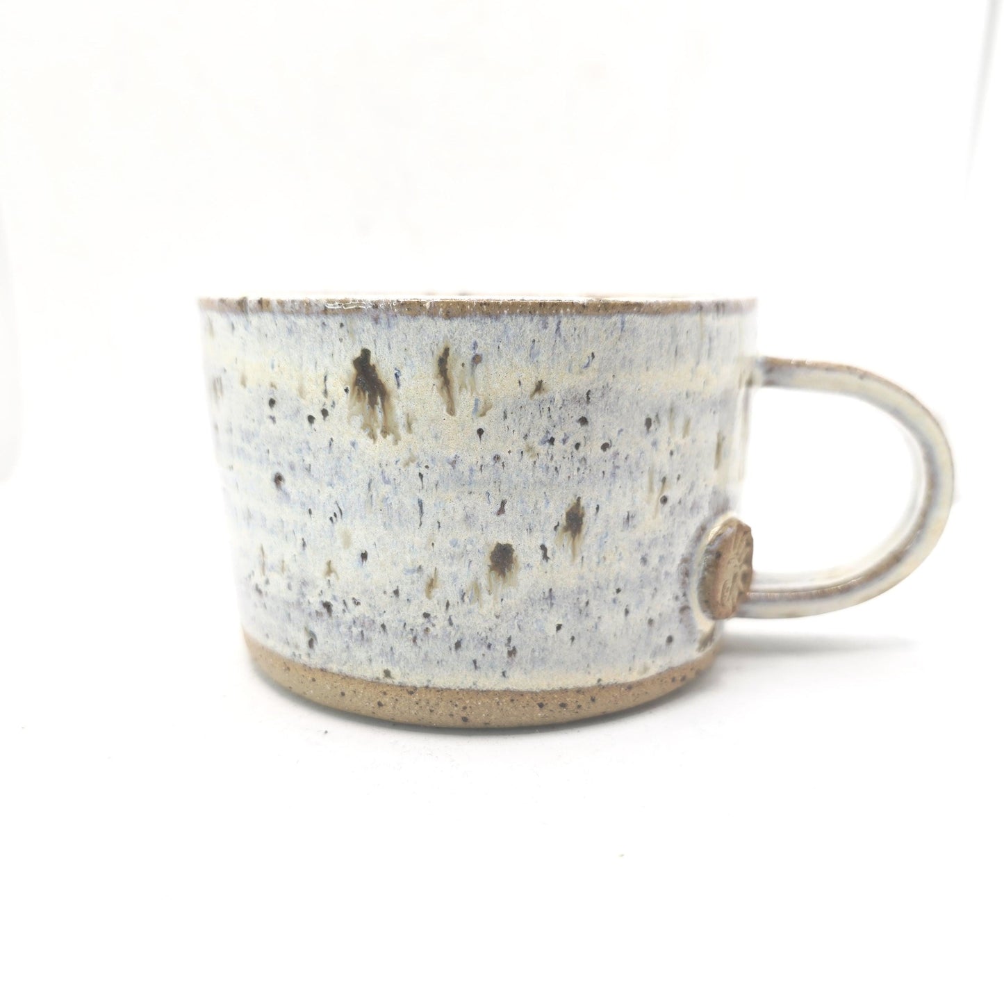 Handmade Ceramic 14oz  Cappuccino Mug. Cream Speckled Glaze. Toasty Stoneware Pottery.