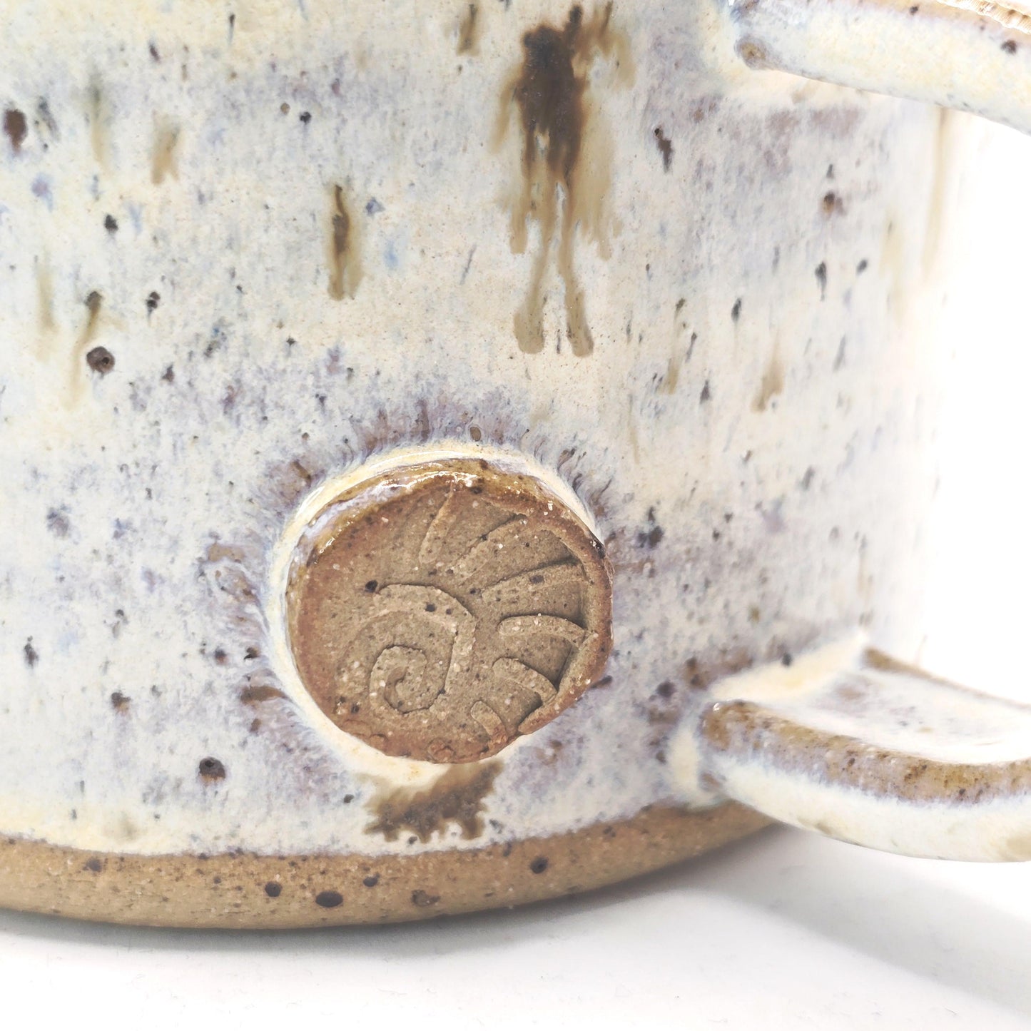 Handmade Ceramic 14oz  Cappuccino Mug. Cream Speckled Glaze. Toasty Stoneware Pottery.