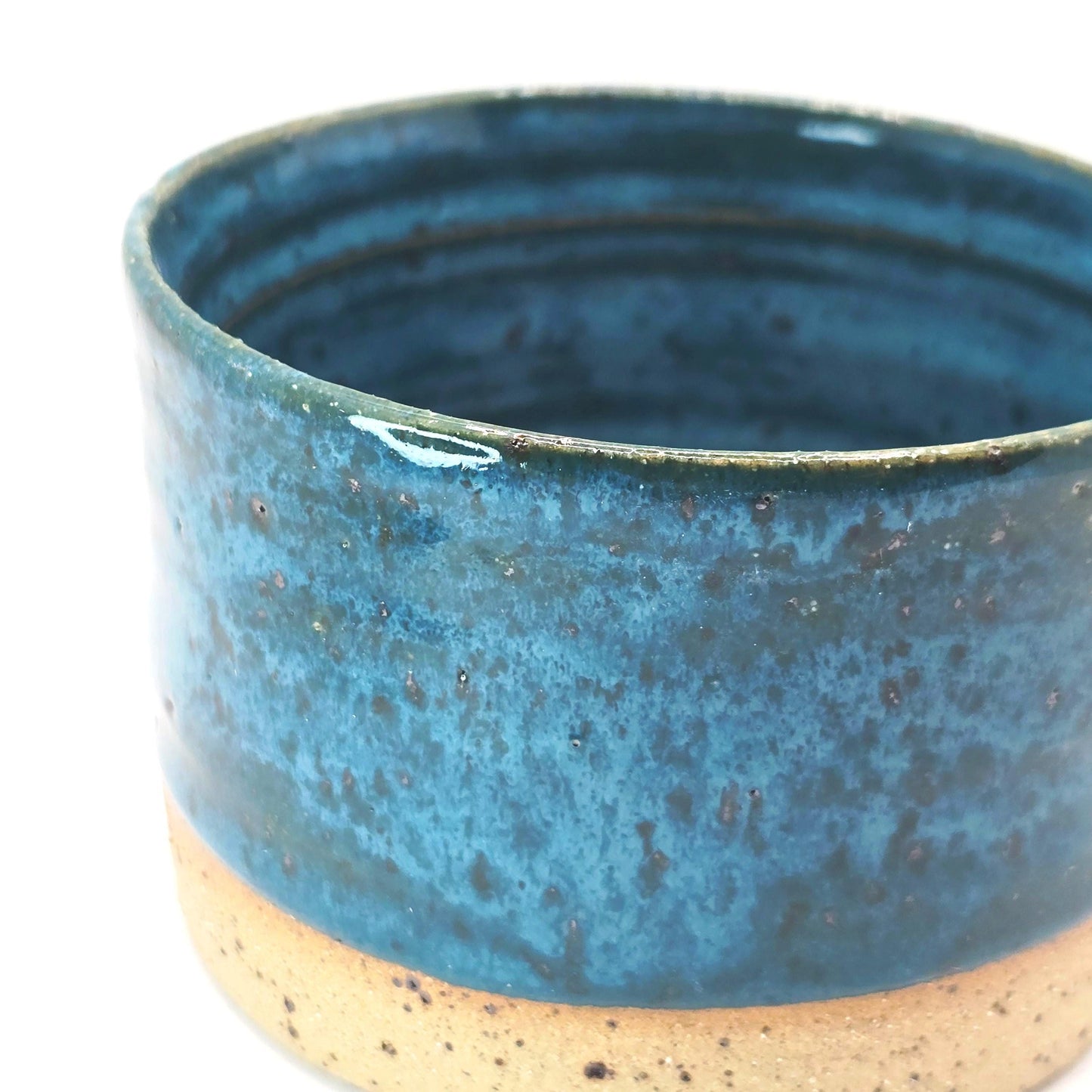 Handmade Stoneware 14oz Cappuccino Coffee Mug. Turquoise Teal Glaze. Toasty Stoneware Pottery