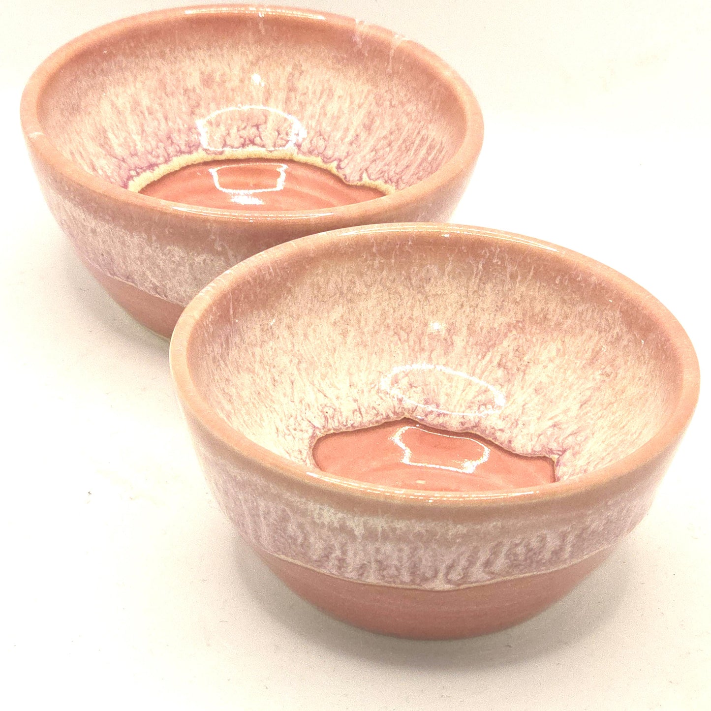 Handmade Ceramic Condiment Bowl / Trinket Dish. Dusty Pink Layered Glaze. White Stoneware Pottery.