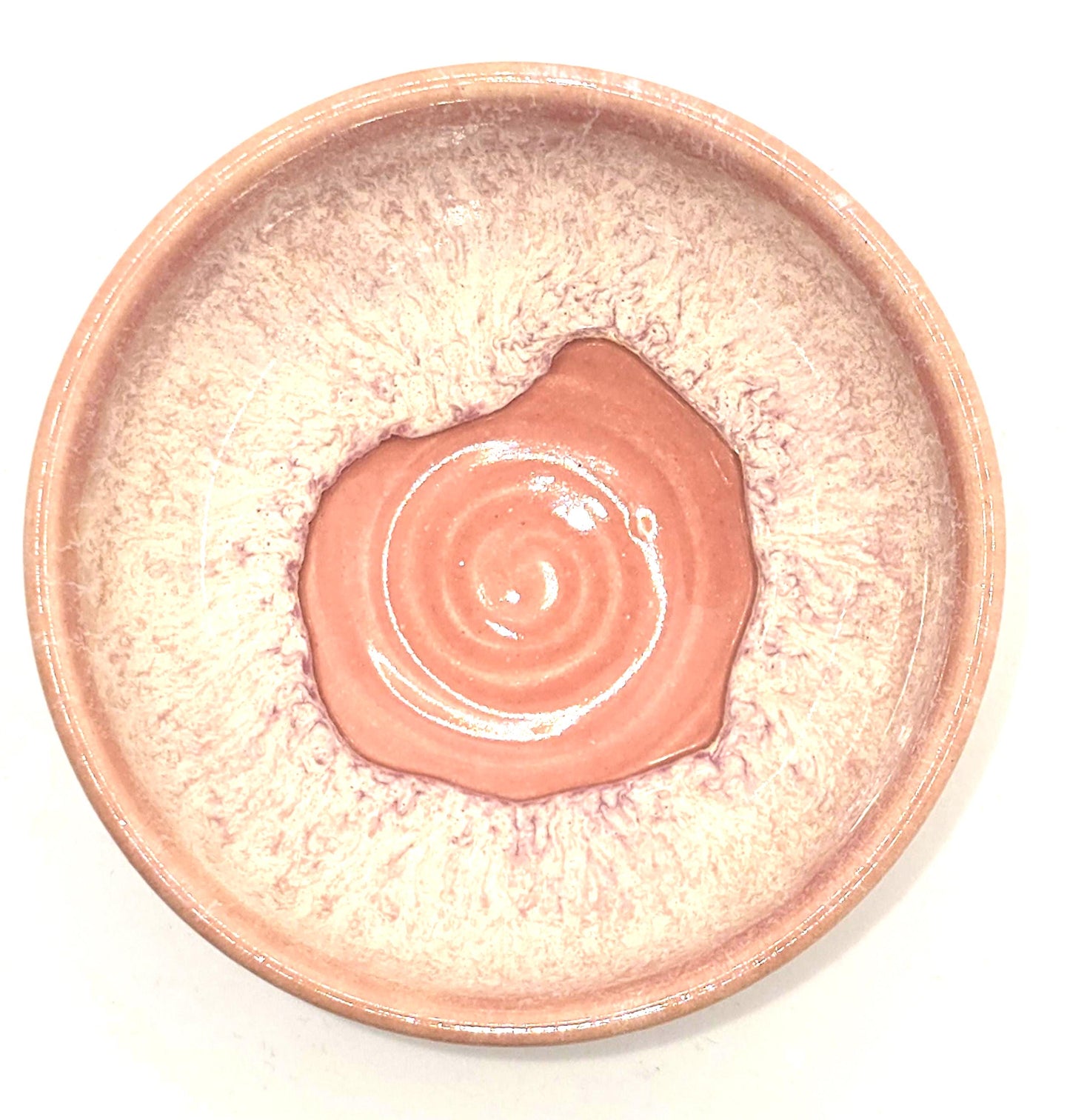 Handmade Ceramic Condiment Bowl / Trinket Dish. Dusty Pink Layered Glaze. White Stoneware Pottery.