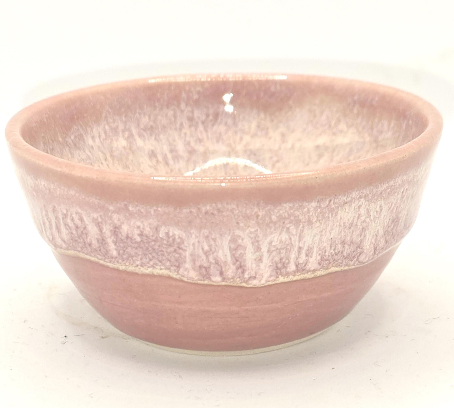Handmade Ceramic Condiment Bowl / Trinket Dish. Dusty Pink Layered Glaze. White Stoneware Pottery.