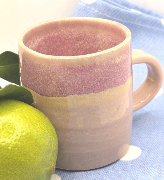 Handmade Ceramic 8oz Tea / Coffee Mug. Pink Glaze. Stoneware Pottery