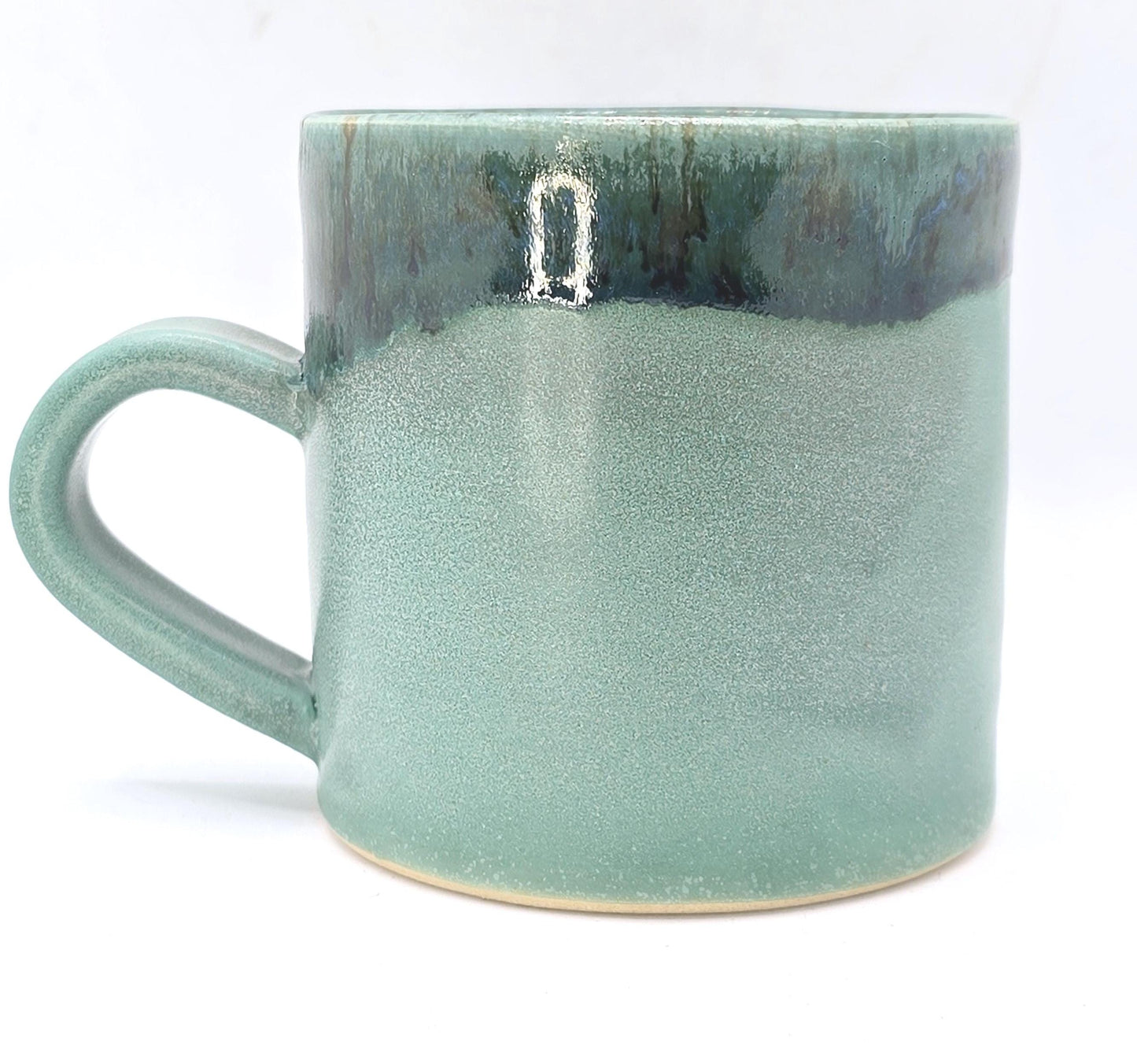 Handmade Ceramic 8oz Tea / Coffee Mug with handle, Verdigris Green Glaze. Stoneware Pottery