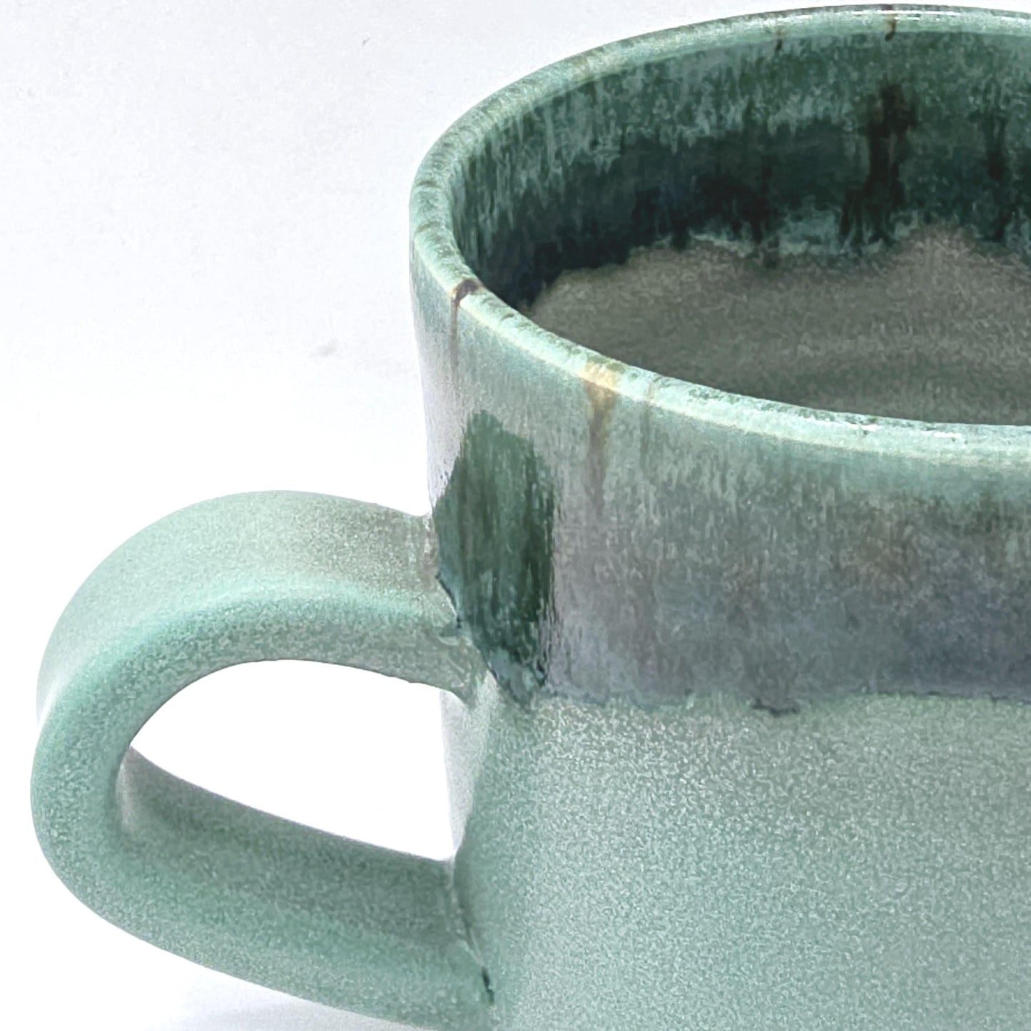 Handmade Ceramic 8oz Tea / Coffee Mug with handle, Verdigris Green Glaze. Stoneware Pottery