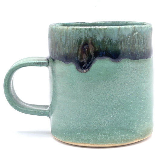 Handmade Ceramic 4oz Double Espresso Mug. Verdigris Green Glaze. Stoneware Pottery