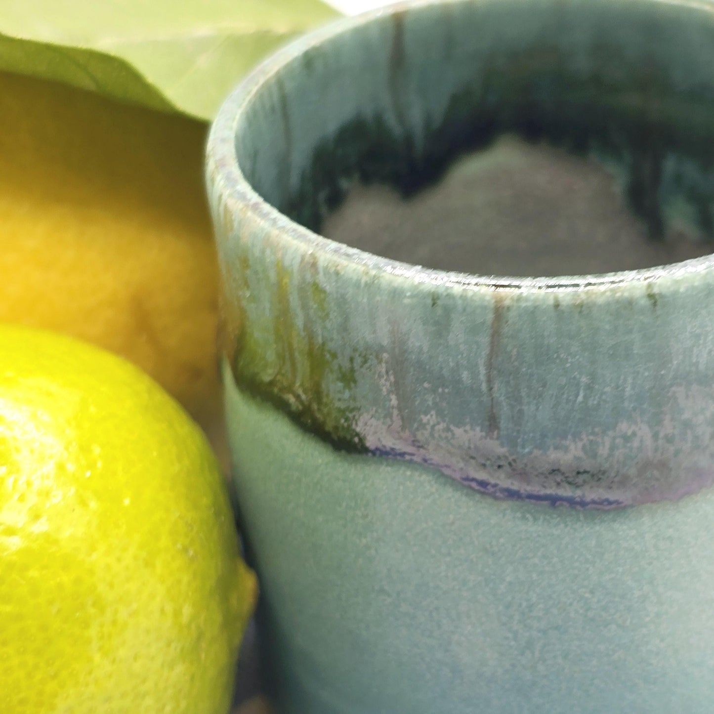 Handmade Ceramic 4oz Double Espresso Mug. Verdigris Green Glaze. Stoneware Pottery