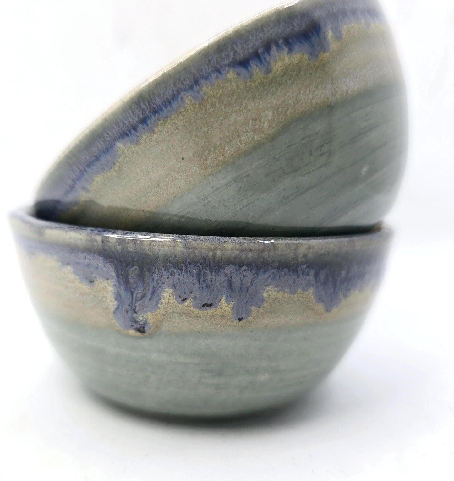 Handmade Ceramic Condiment Bowl/ Trinket Dish. Grey layered glaze. White Stoneware Pottery