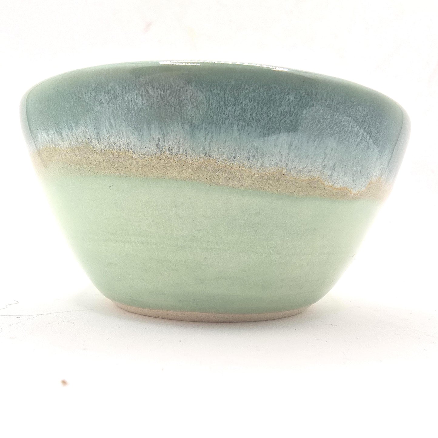 Handmade Ceramic Condiment Bowl / Trinket Dish.  Succulent Green Glaze. White Stoneware Pottery.