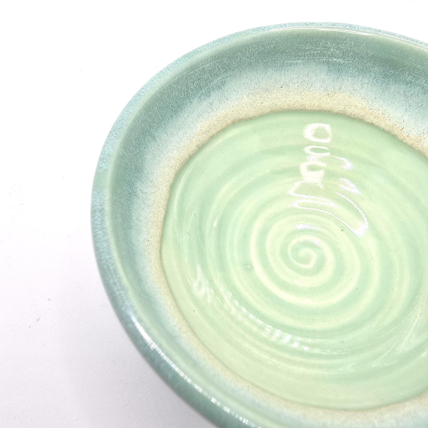 Handmade Ceramic Condiment Bowl / Trinket Dish.  Succulent Green Glaze. White Stoneware Pottery.