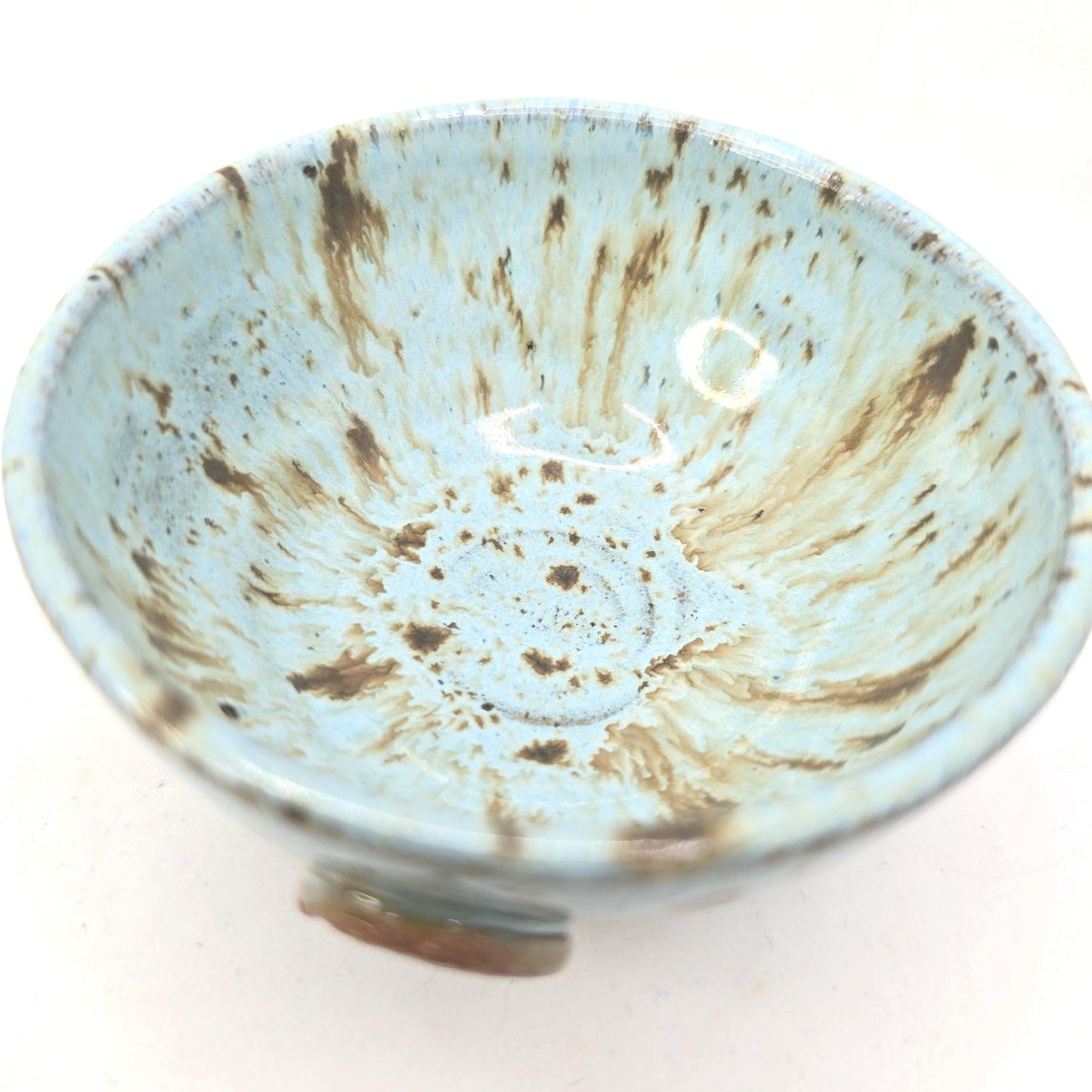 Handmade Ceramic Condiment Bowl / Trinket Dish. Blue Speckled Glaze. Toasty Stoneware Pottery.