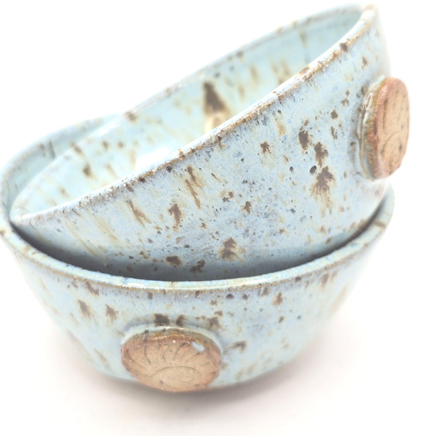 Handmade Ceramic Condiment Bowl / Trinket Dish. Blue Speckled Glaze. Toasty Stoneware Pottery.