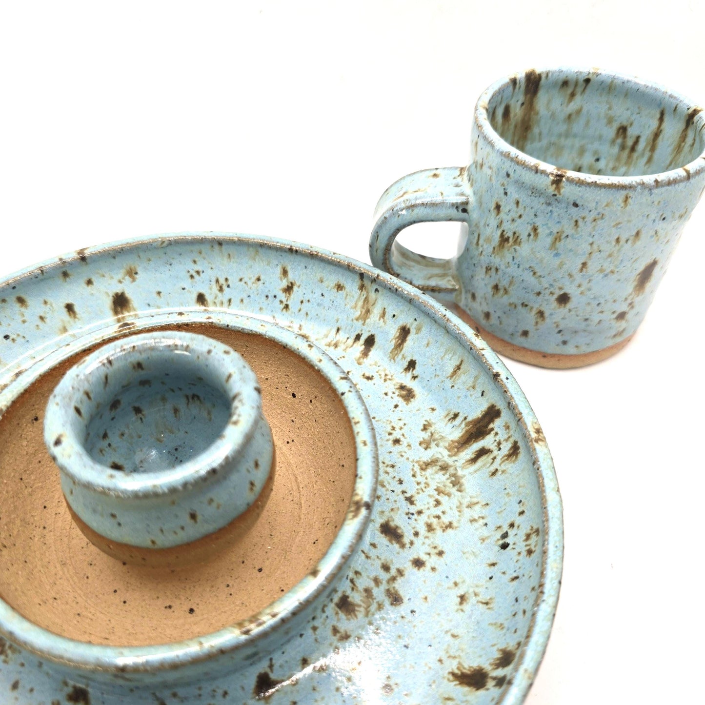 Handmade Ceramic Condiment Bowl / Trinket Dish. Blue Speckled Glaze. Toasty Stoneware Pottery.