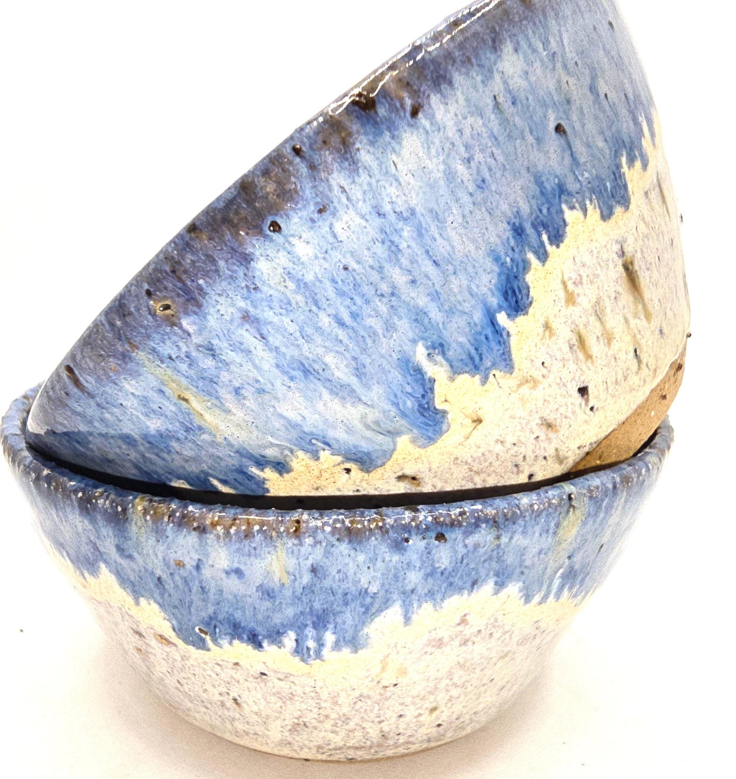 Handmade Ceramic Condiment Bowl/Trinket Dish/Soy Sauce Dish/Seasoning Bowl/Sauce Dish/Jam Pot. Speckled Cream/Blue Glaze. Stoneware Pottery