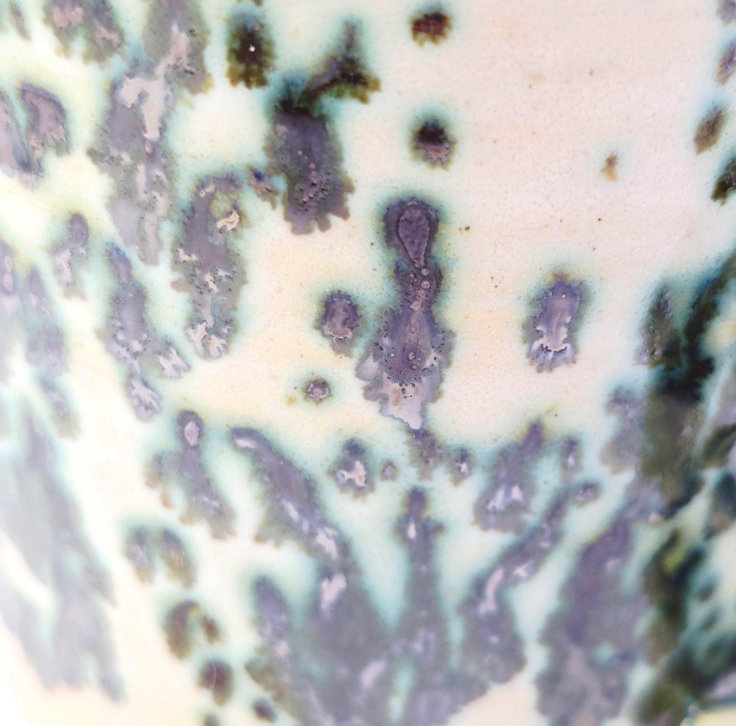 Handmade Ceramic  Condiment Bowl/ Trinket Dish. Green & Cream Spatter Glaze. White Stoneware Pottery