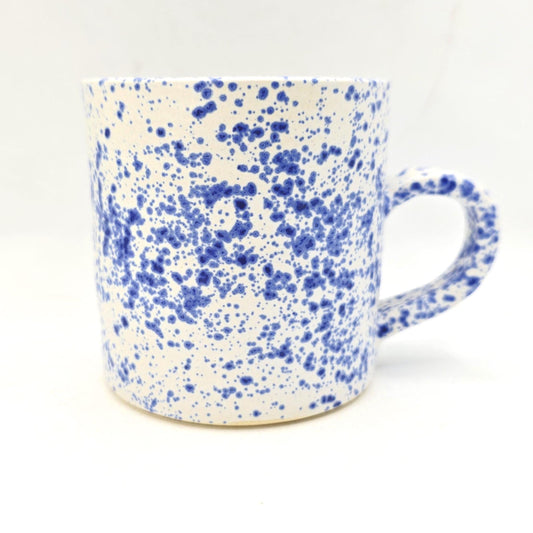 Handmade Ceramic 8oz  Tea / Coffee Mug. Blue & White Splatter Glaze. Stoneware Pottery.