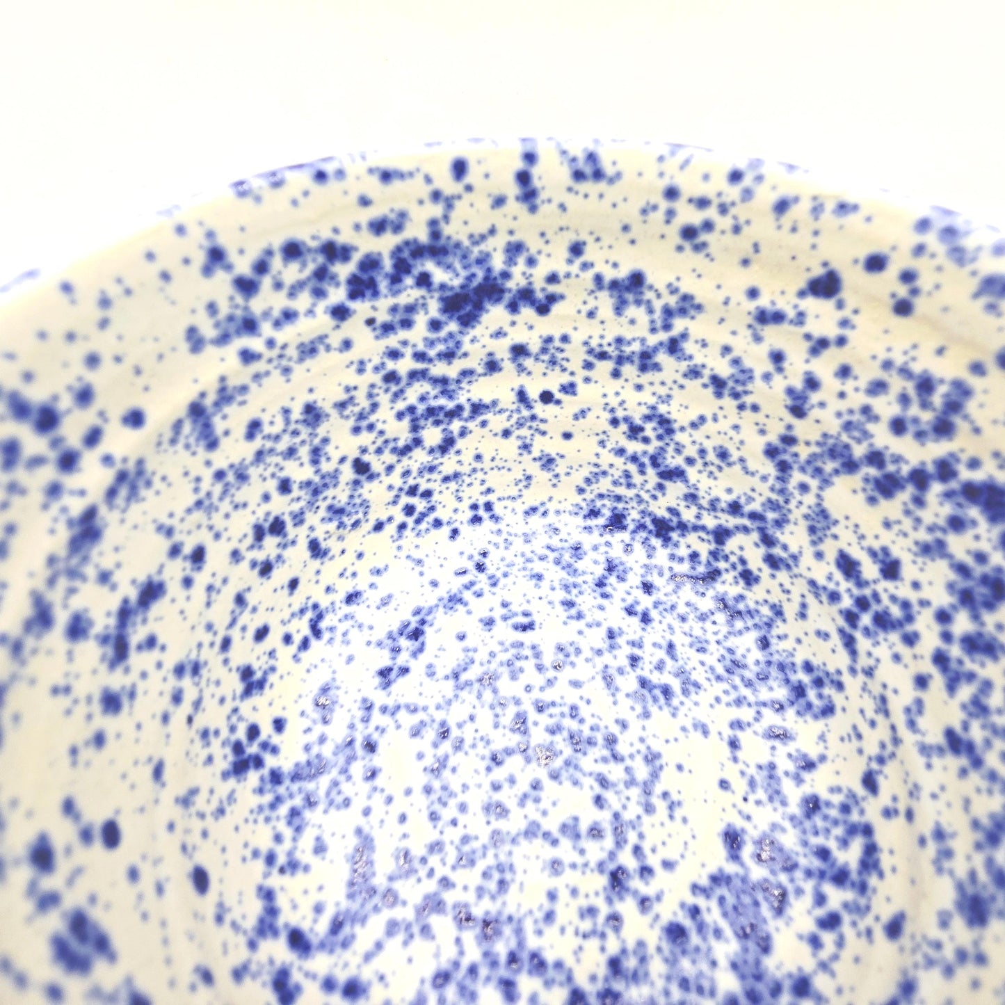 Handmade Ceramic 8oz Tea / Coffee Mug. Blue & White Splatter Glaze, Stoneware Pottery.