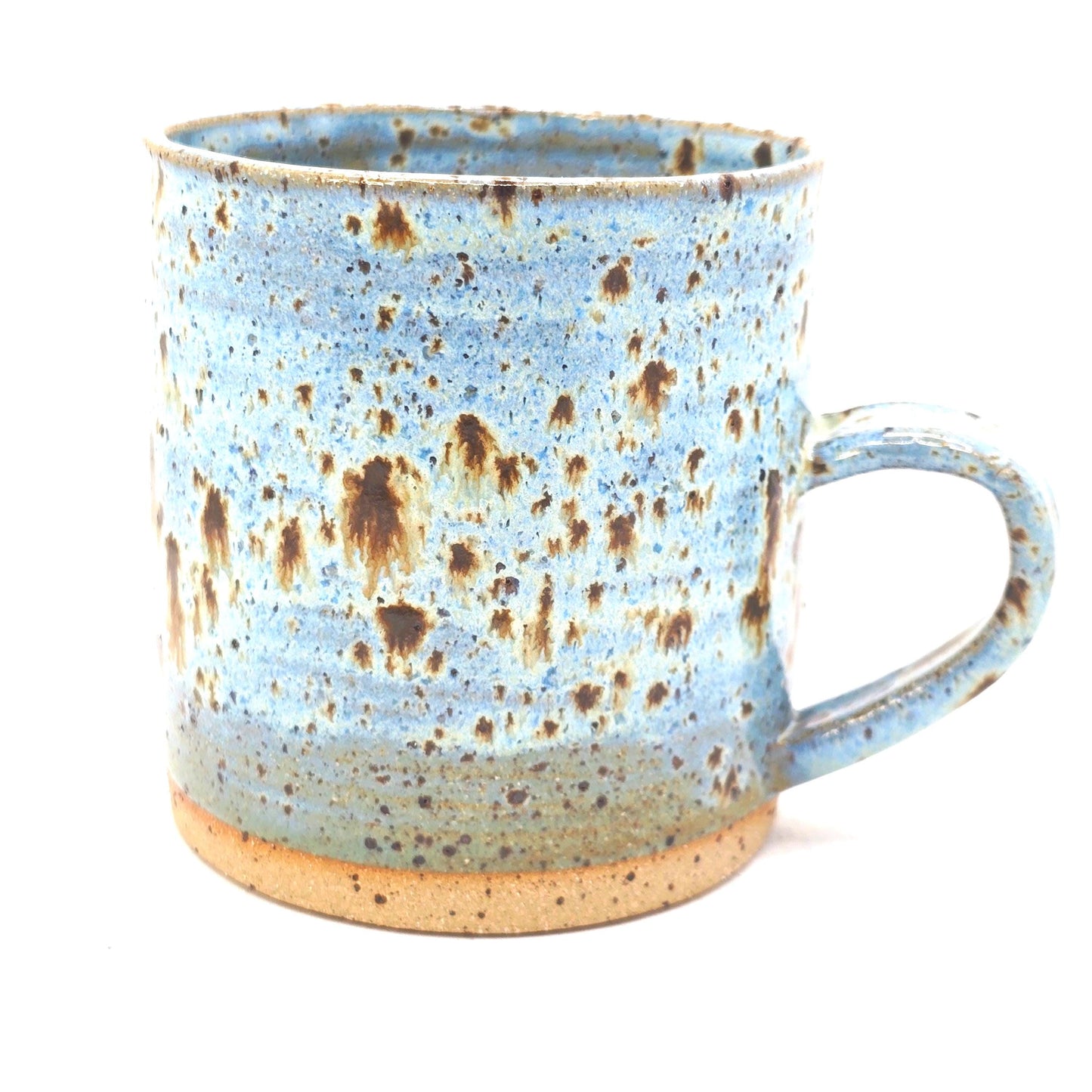 Handmade Ceramic 14oz Large Tea / Coffee Mug. Blue Speckled Glaze. Toasty Stoneware Pottery