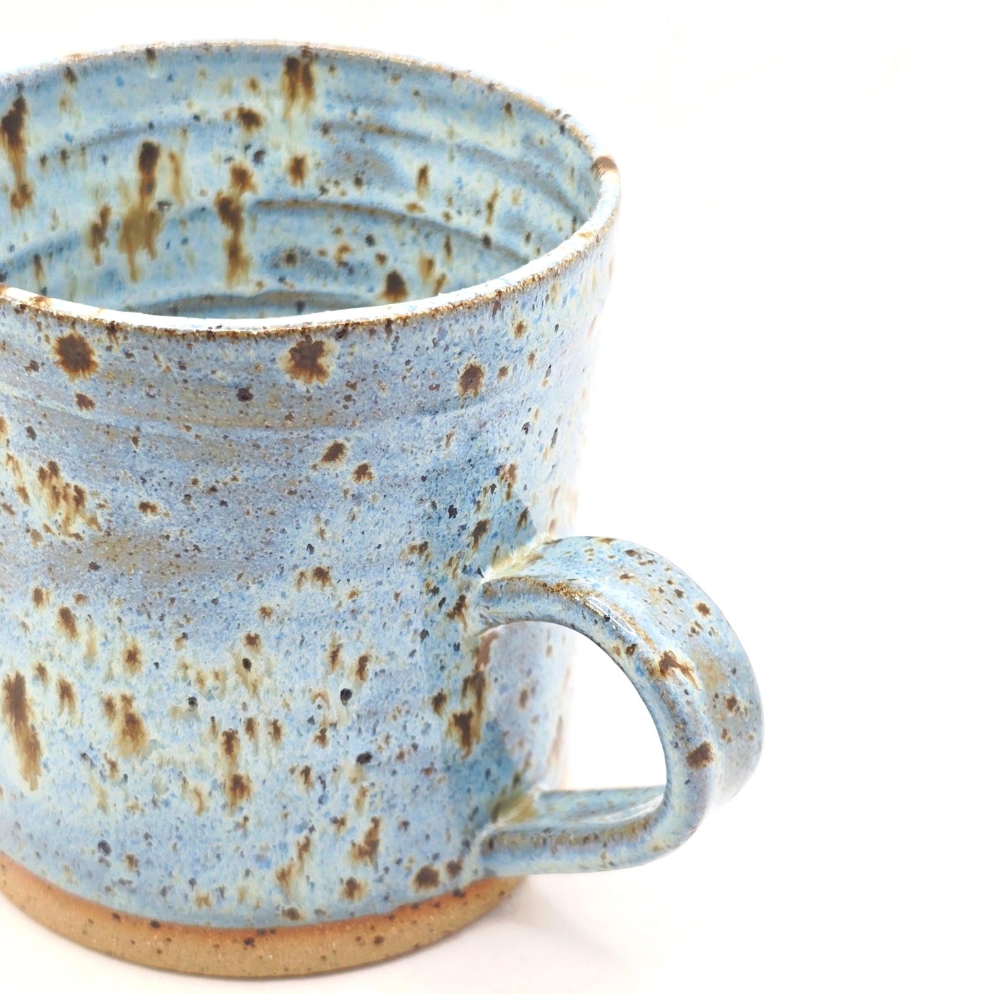 Handmade Ceramic 14oz Large Tea / Coffee Mug. Blue Speckled Glaze. Toasty Stoneware Pottery