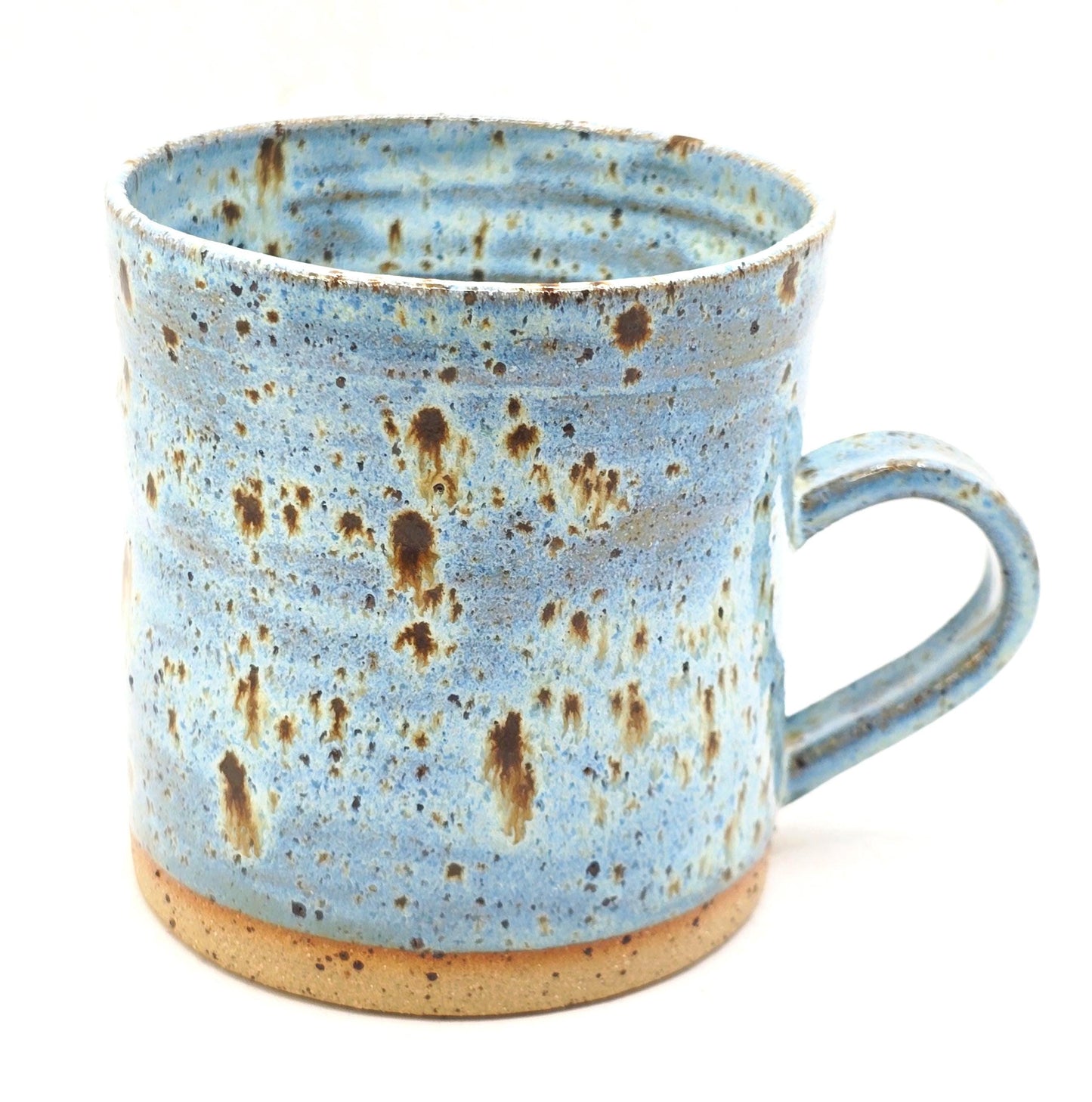 Handmade Ceramic 14oz Large Tea / Coffee Mug. Blue Speckled Glaze. Toasty Stoneware Pottery