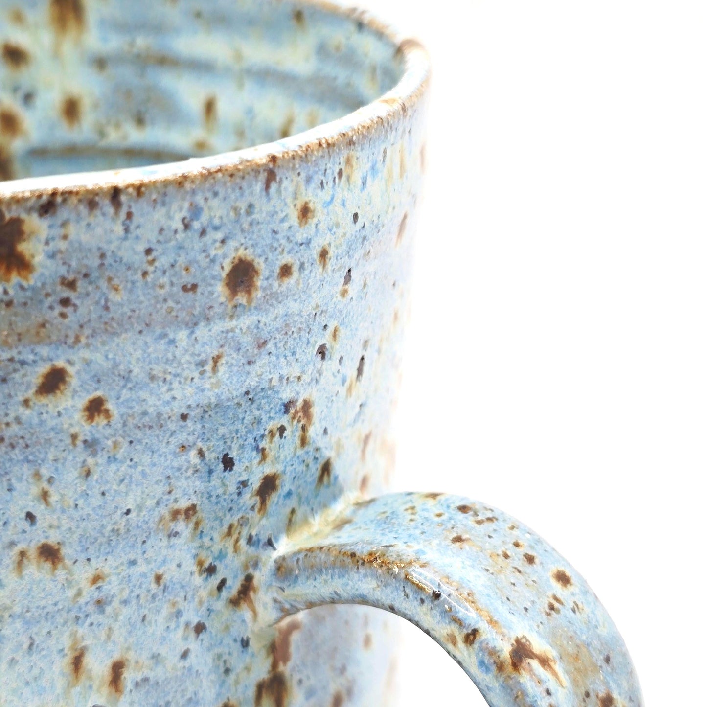 Handmade Ceramic 14oz Large Tea / Coffee Mug. Blue Speckled Glaze. Toasty Stoneware Pottery