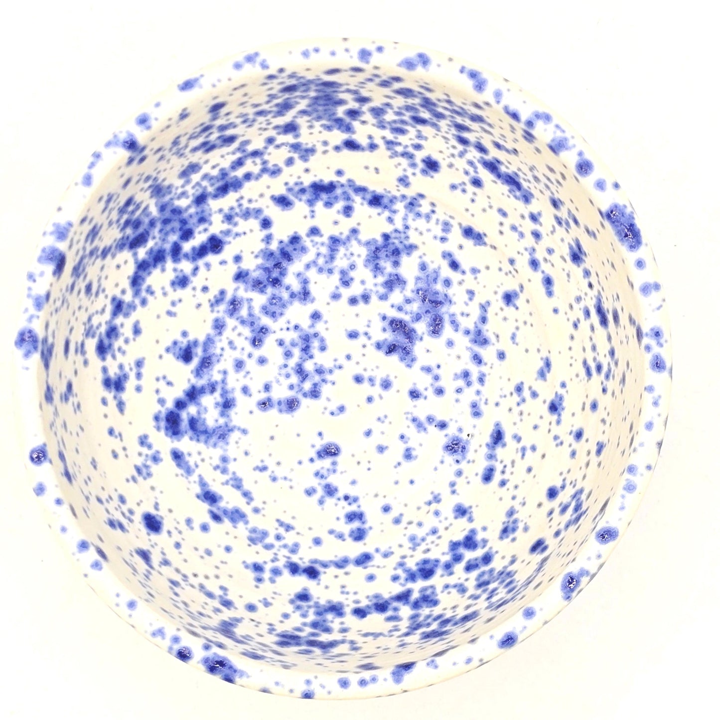 Handmade Ceramic Condiment Bowl / Trinket Dish. Blue & White Splatter Glaze. White Stoneware Pottery