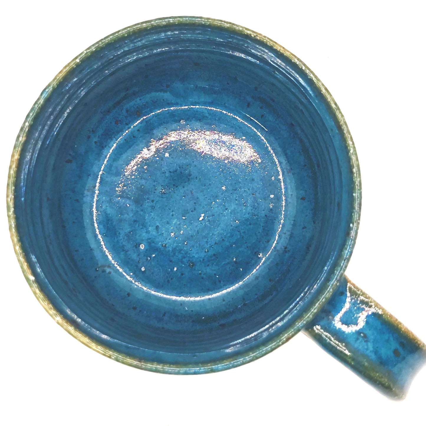 Handmade Ceramic Short 8oz Tea / Coffee Mug. Turquoise Blue Glaze. Toasty Stoneware Pottery.
