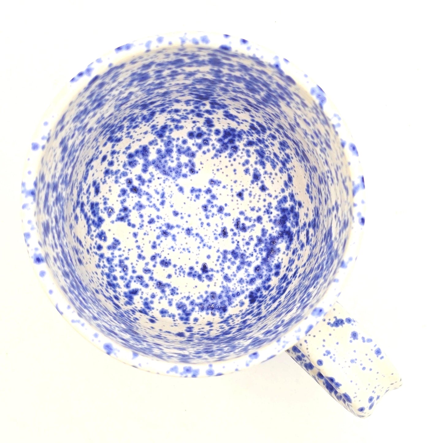 Handmade Ceramic 8oz  Tea / Coffee Mug. Blue & White Splatter Glaze. Stoneware Pottery.
