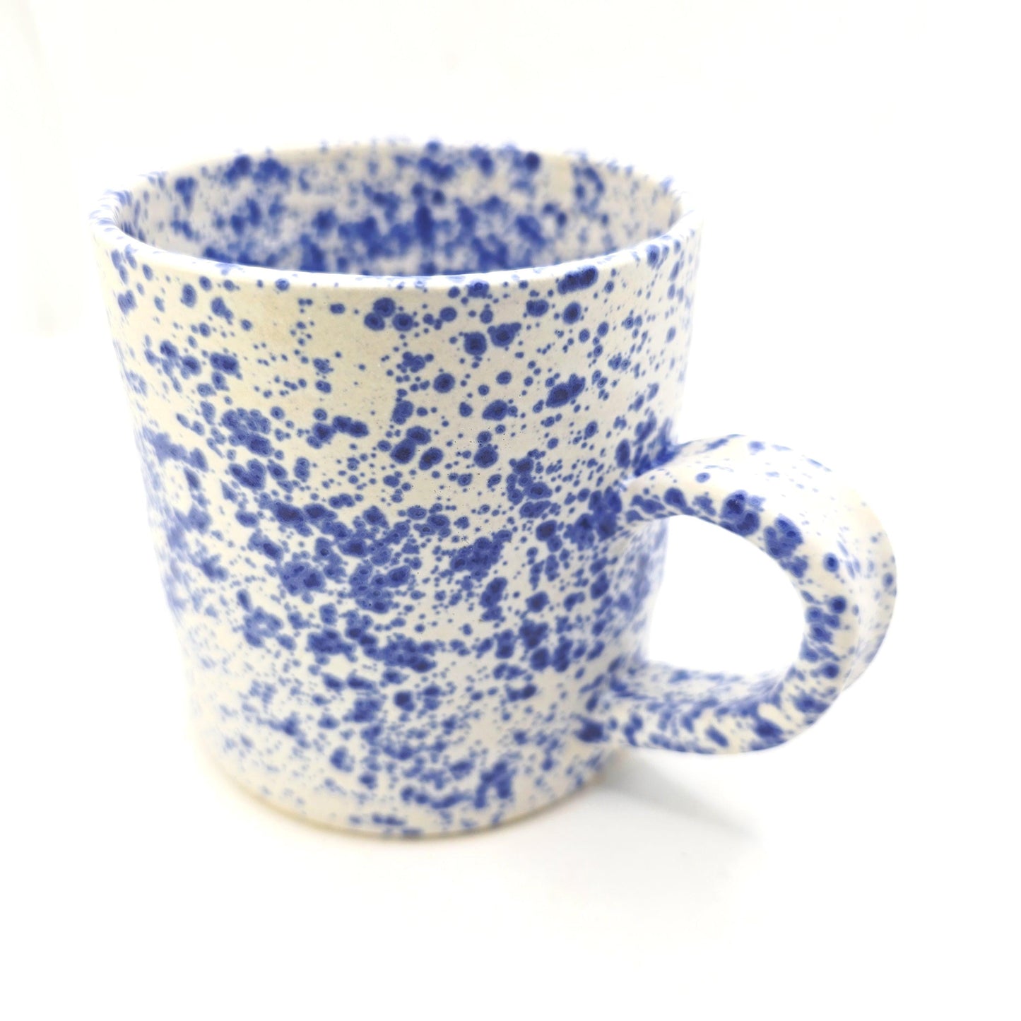 Handmade Ceramic 8oz  Tea / Coffee Mug. Blue & White Splatter Glaze. Stoneware Pottery.