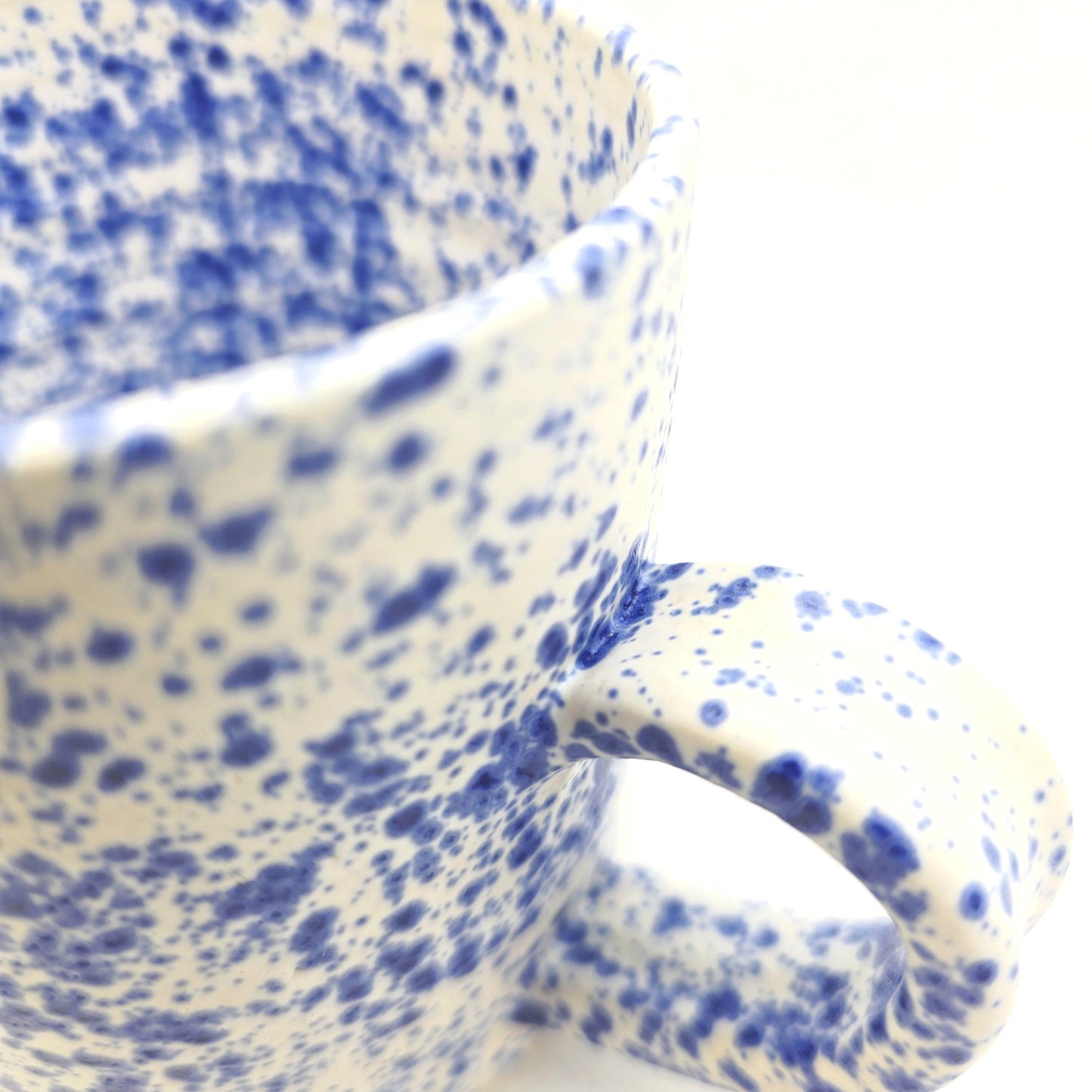 Handmade Ceramic 8oz  Tea / Coffee Mug. Blue & White Splatter Glaze. Stoneware Pottery.