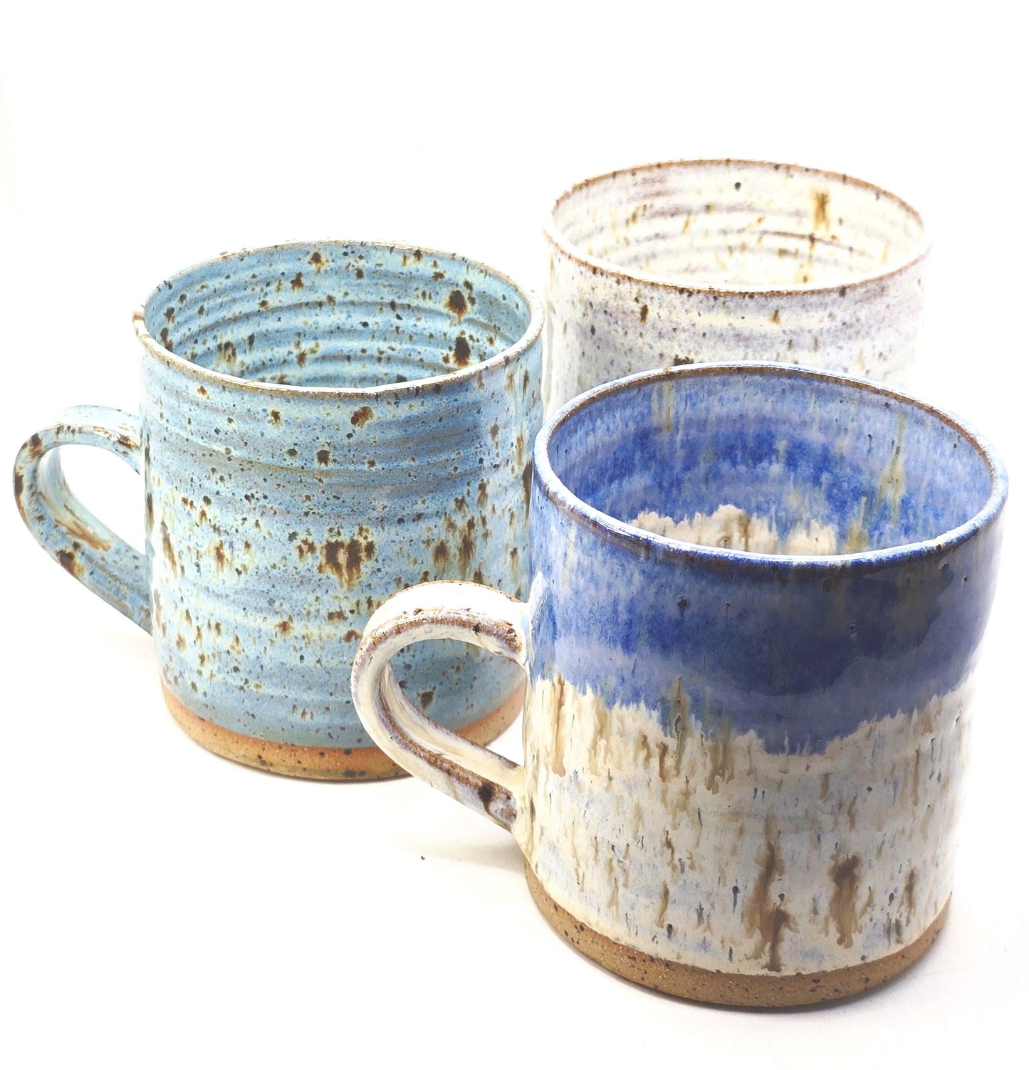 Handmade Ceramic 14oz Large Tea / Coffee Mug. Blue Speckled Glaze. Toasty Stoneware Pottery