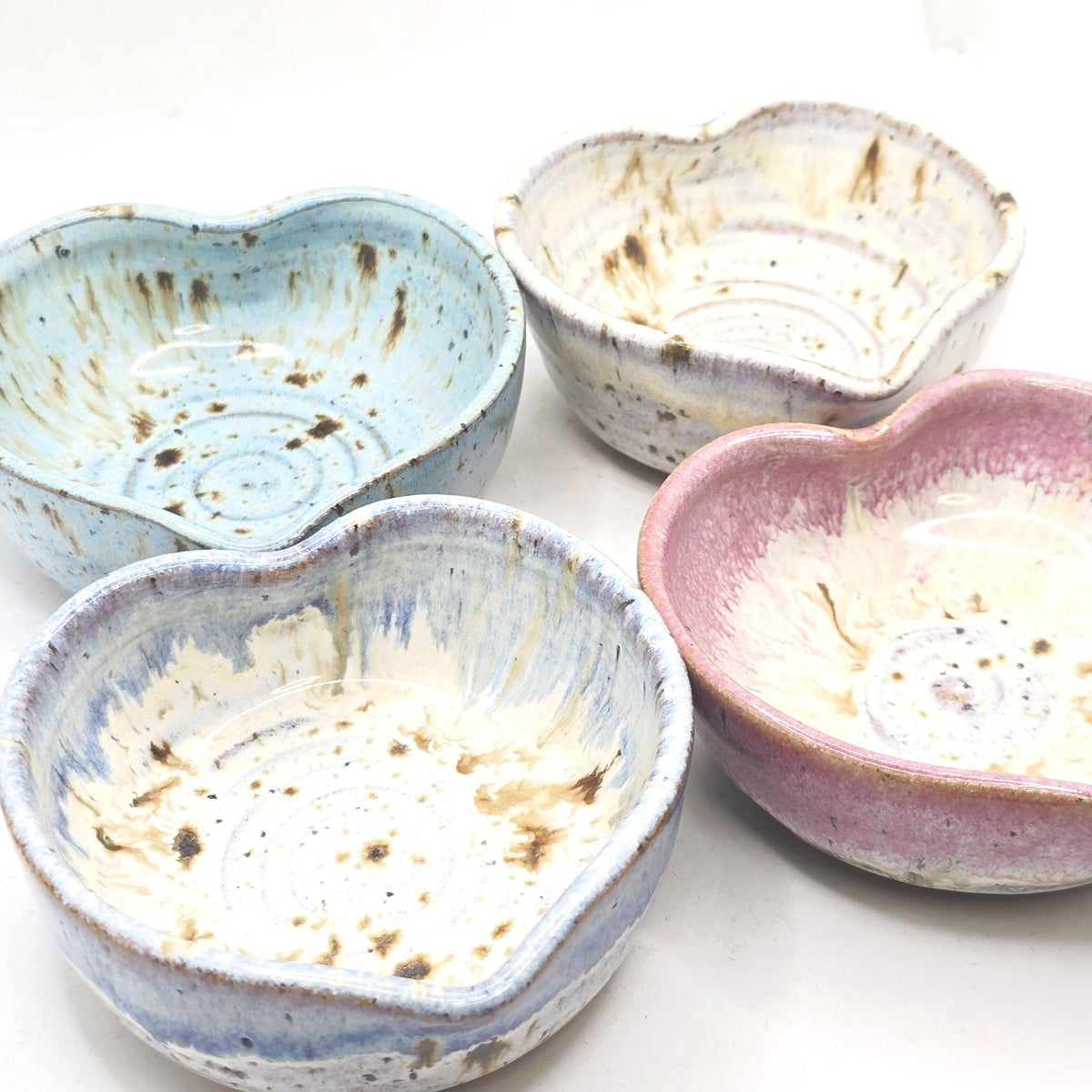 Handmade Ceramic Large Heart Trinket Dish / Jewellery Bowl. Speckled Blue Glaze, Toasty Stoneware Pottery