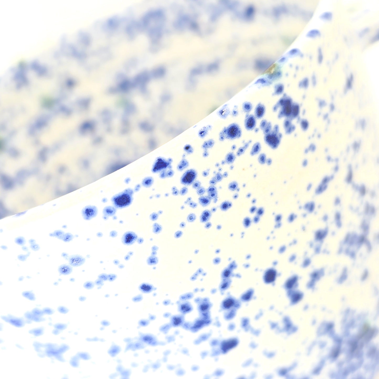 Handmade Ceramic 14oz  Cappuccino Mug, Blue & White Splatter Glaze. Stoneware Pottery.