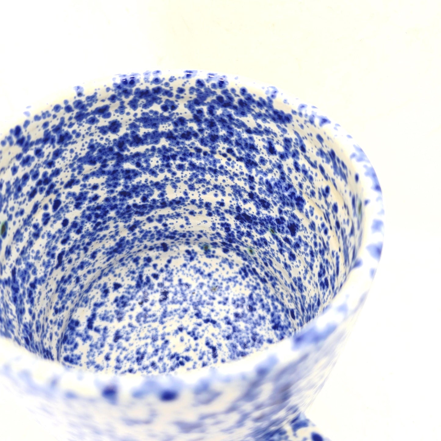 Handmade Ceramic Large 16oz Tea / Coffee Mug. Blue & White Splatter Glaze. Stoneware Pottery.
