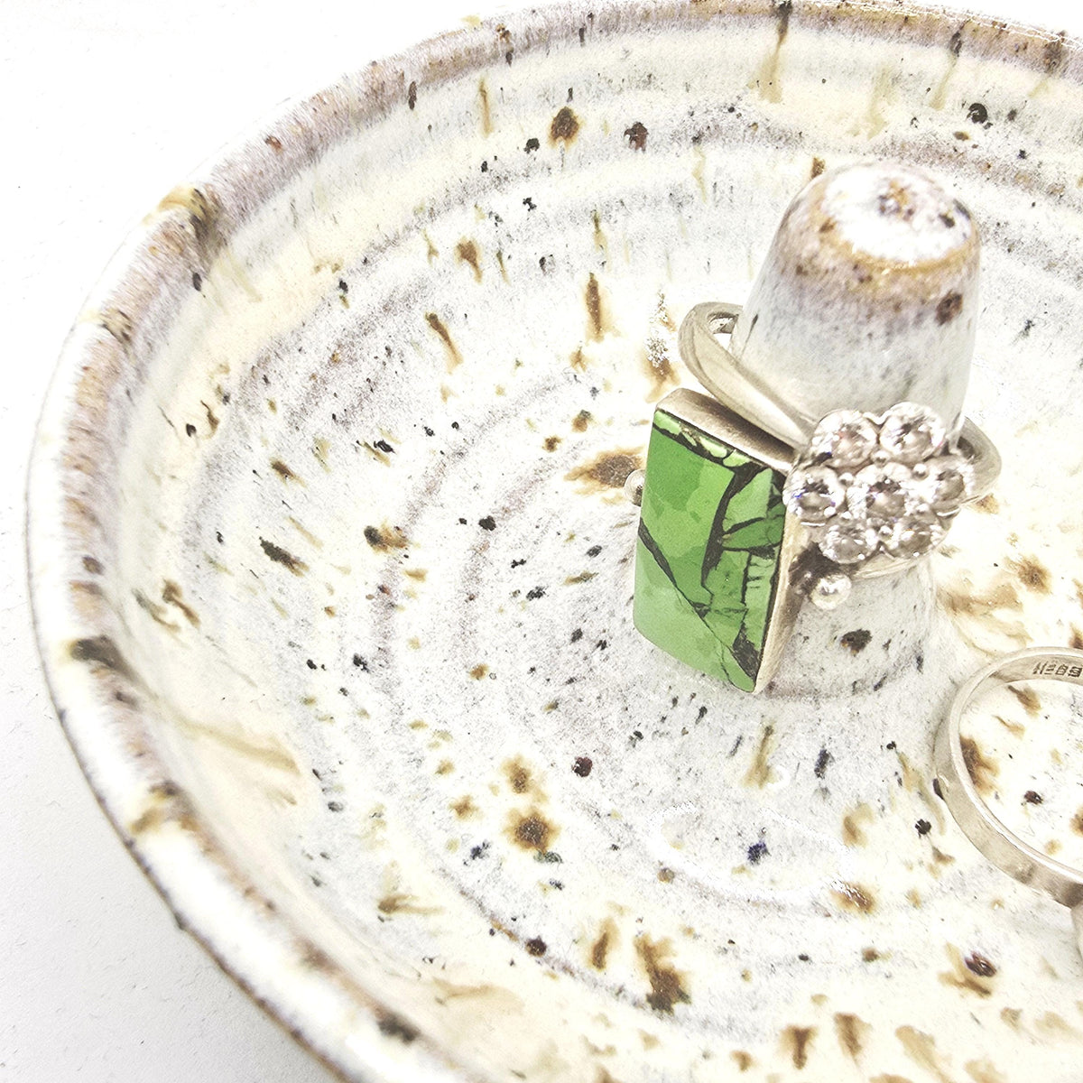 Handmade Ceramic Ring Dish / Jewellery dish . Speckled Cream Glaze. Toasty Stoneware Pottery